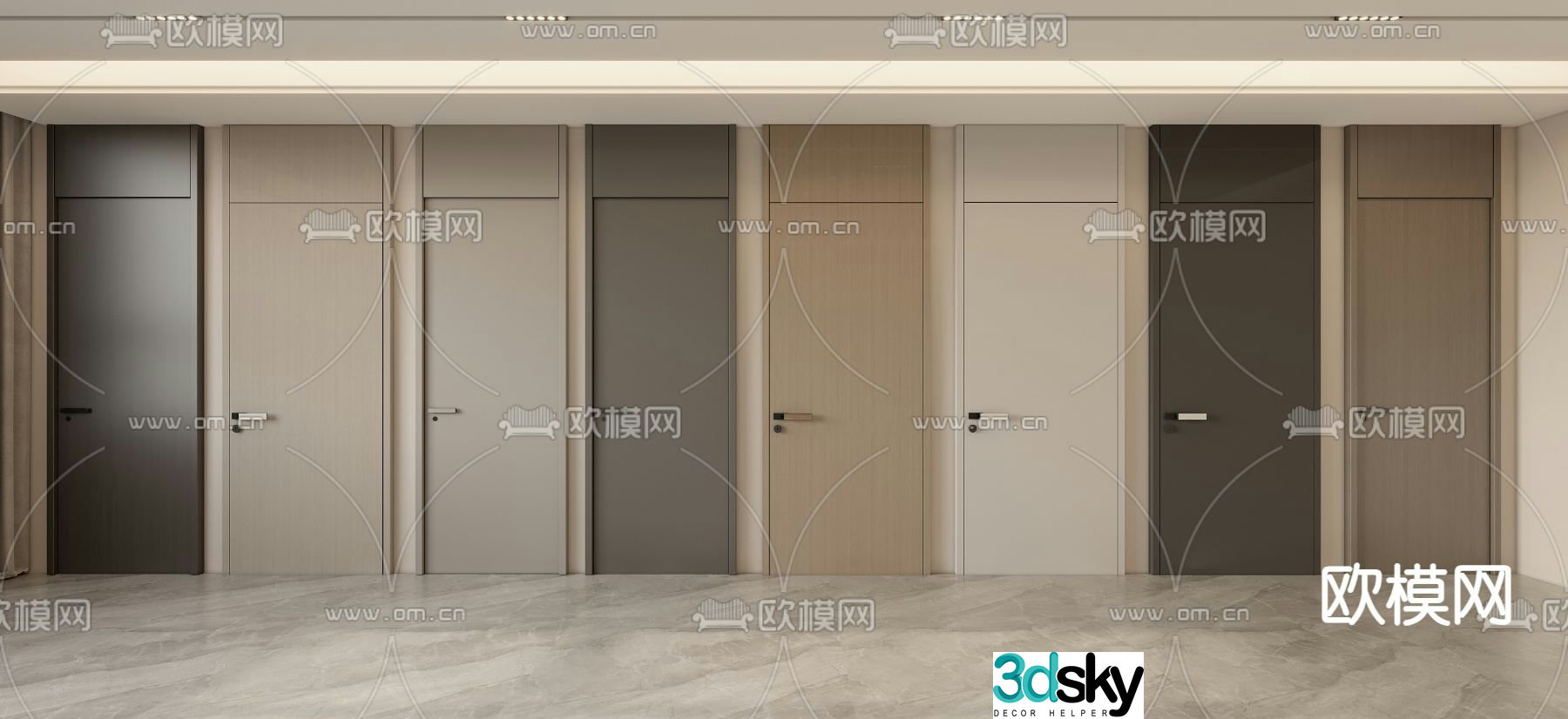 Open ceiling door bedroom door 3d model