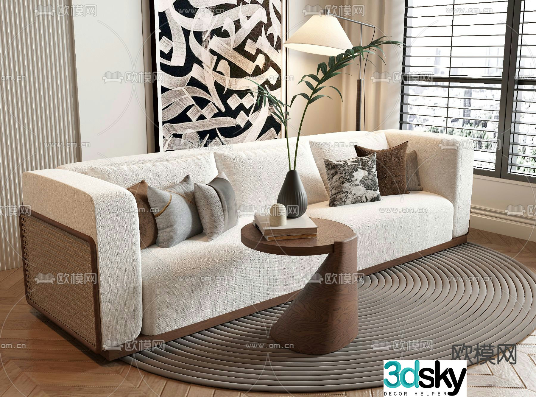 Medieval style leisure sofa multi-person sofa 3D model