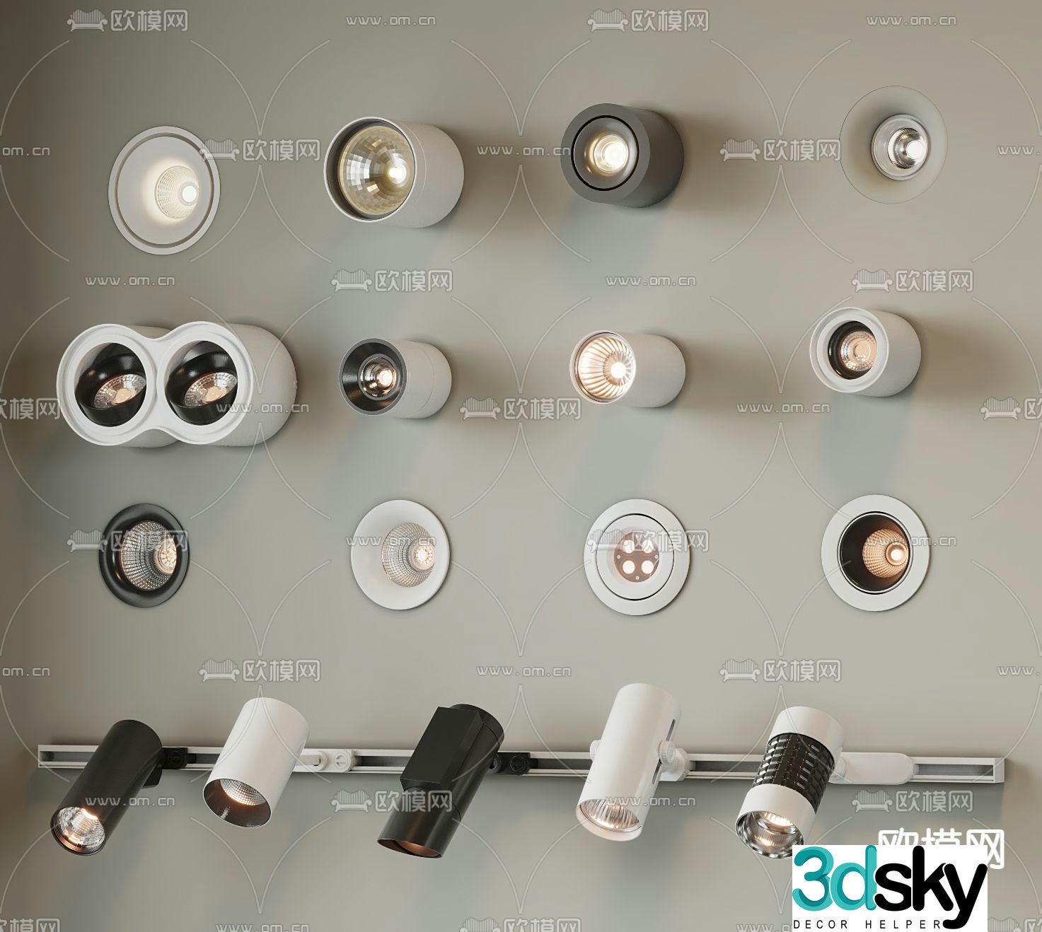 Surface mounted downlight spotlight track light magnetic light 3D model