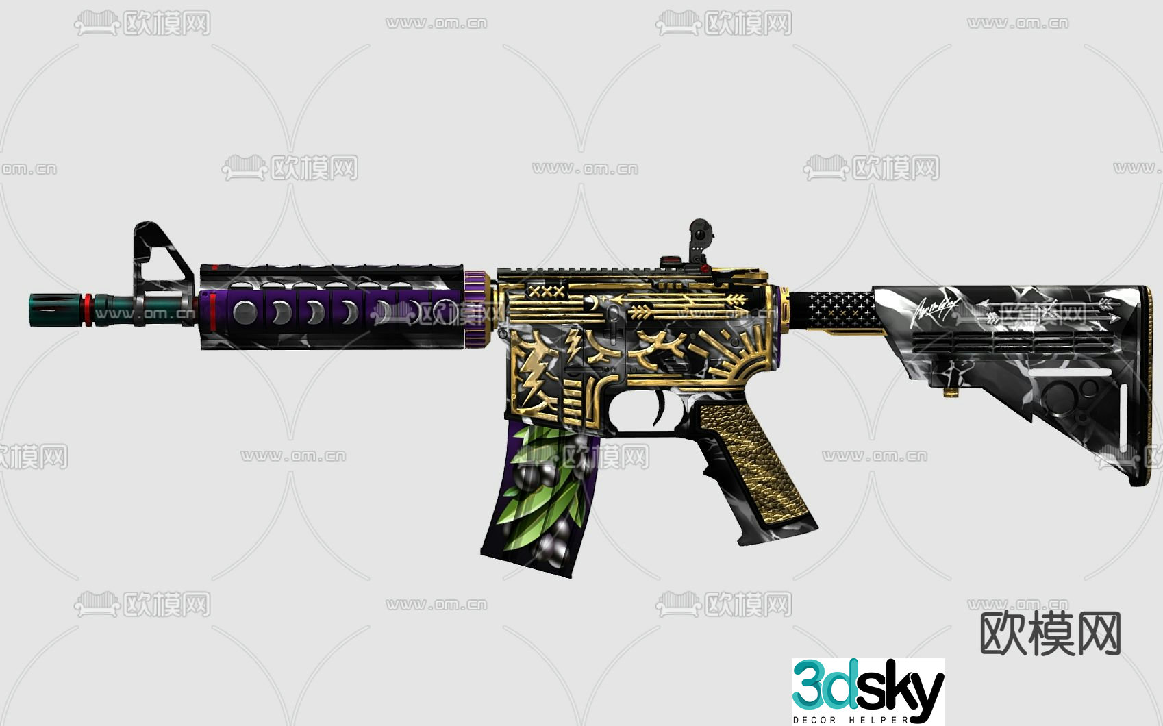 automatic rifle assault rifle 3d model