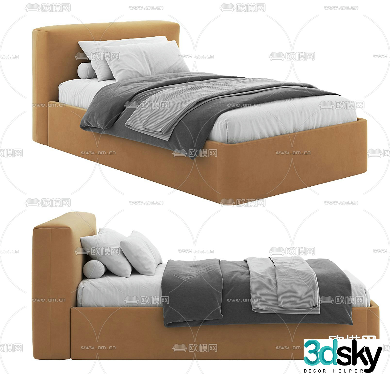 Single bed commercial bed 3d model