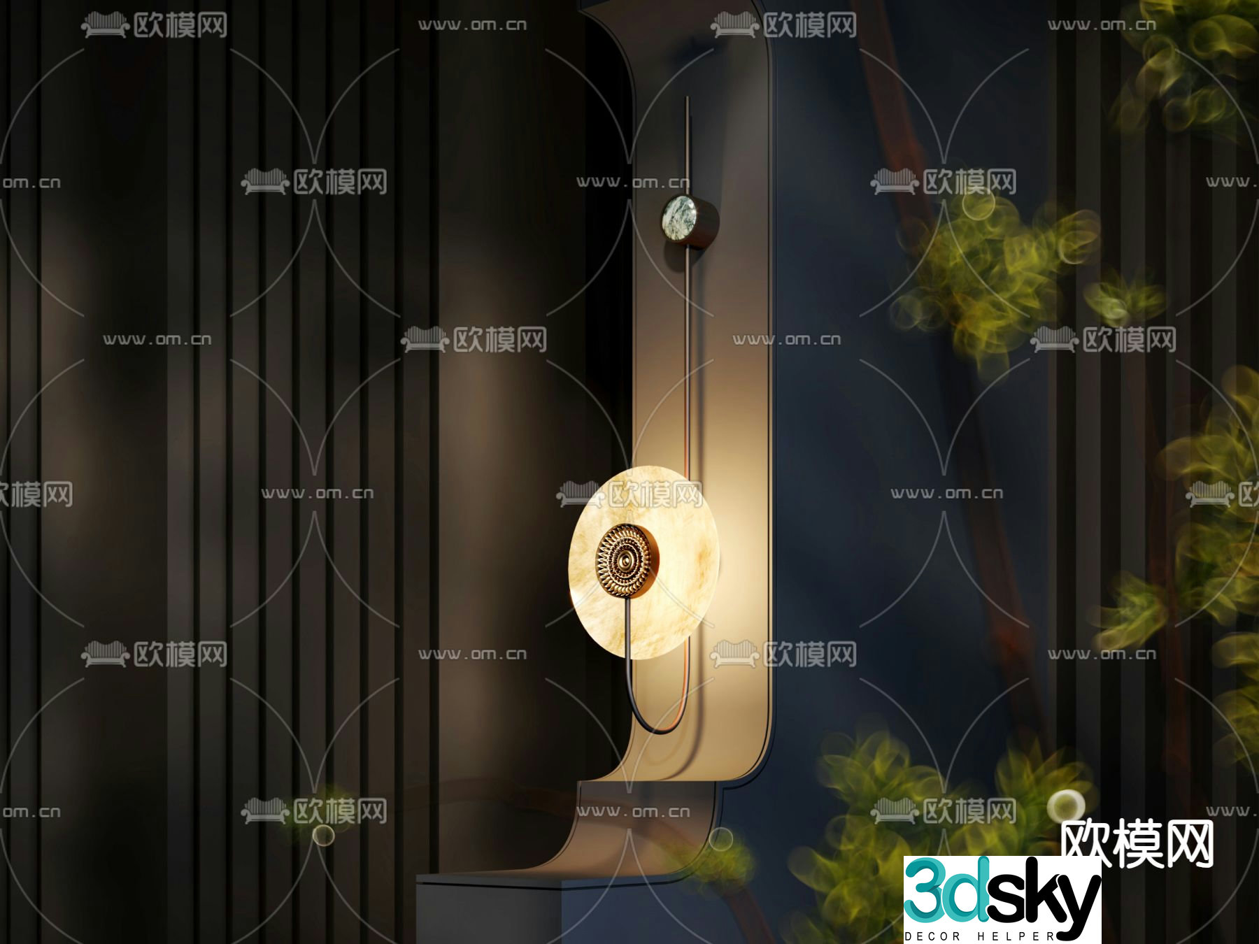 New Chinese style wall lamp marble wall lamp 3d model