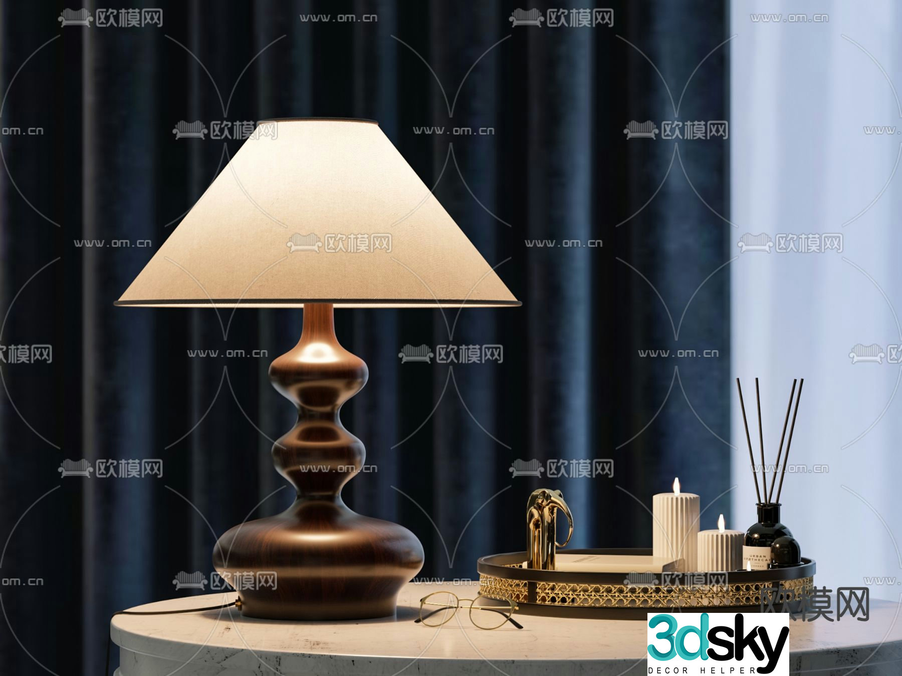 Medieval style desk lamp 3d model