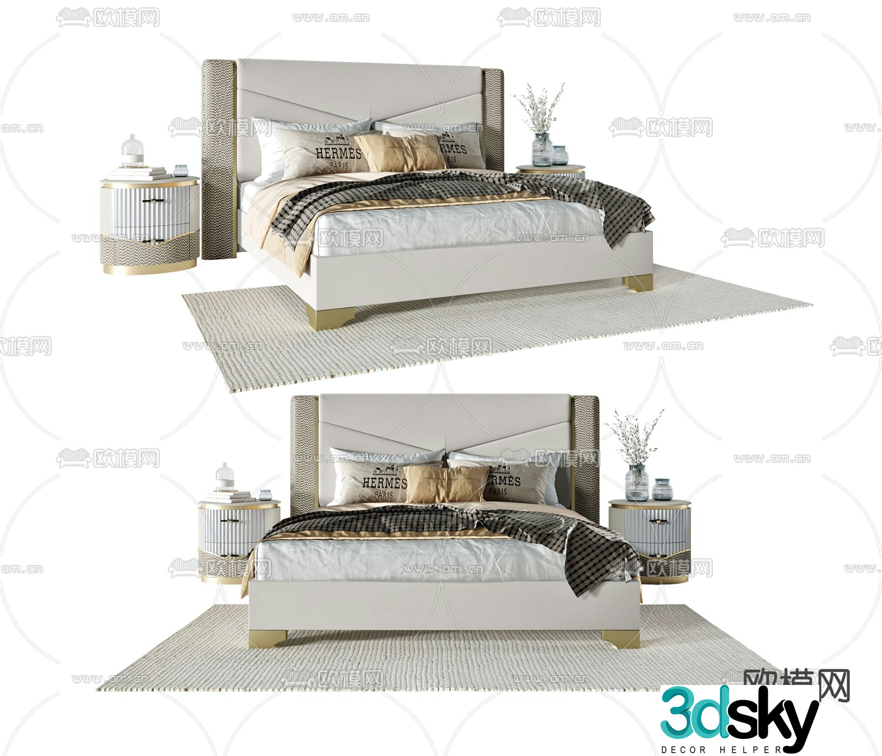 Modern double bed 3d model