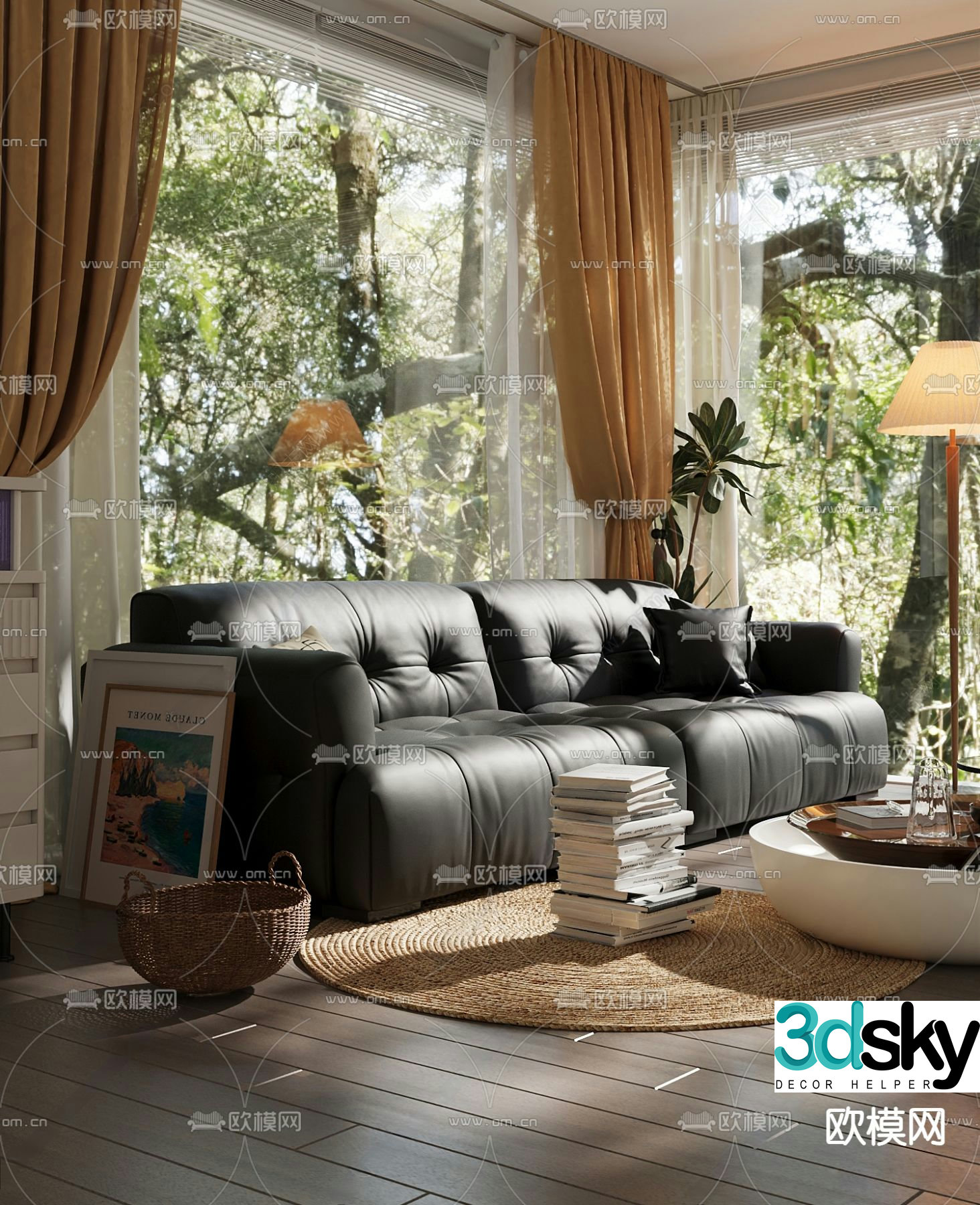 leather sofa loveseat 3d model