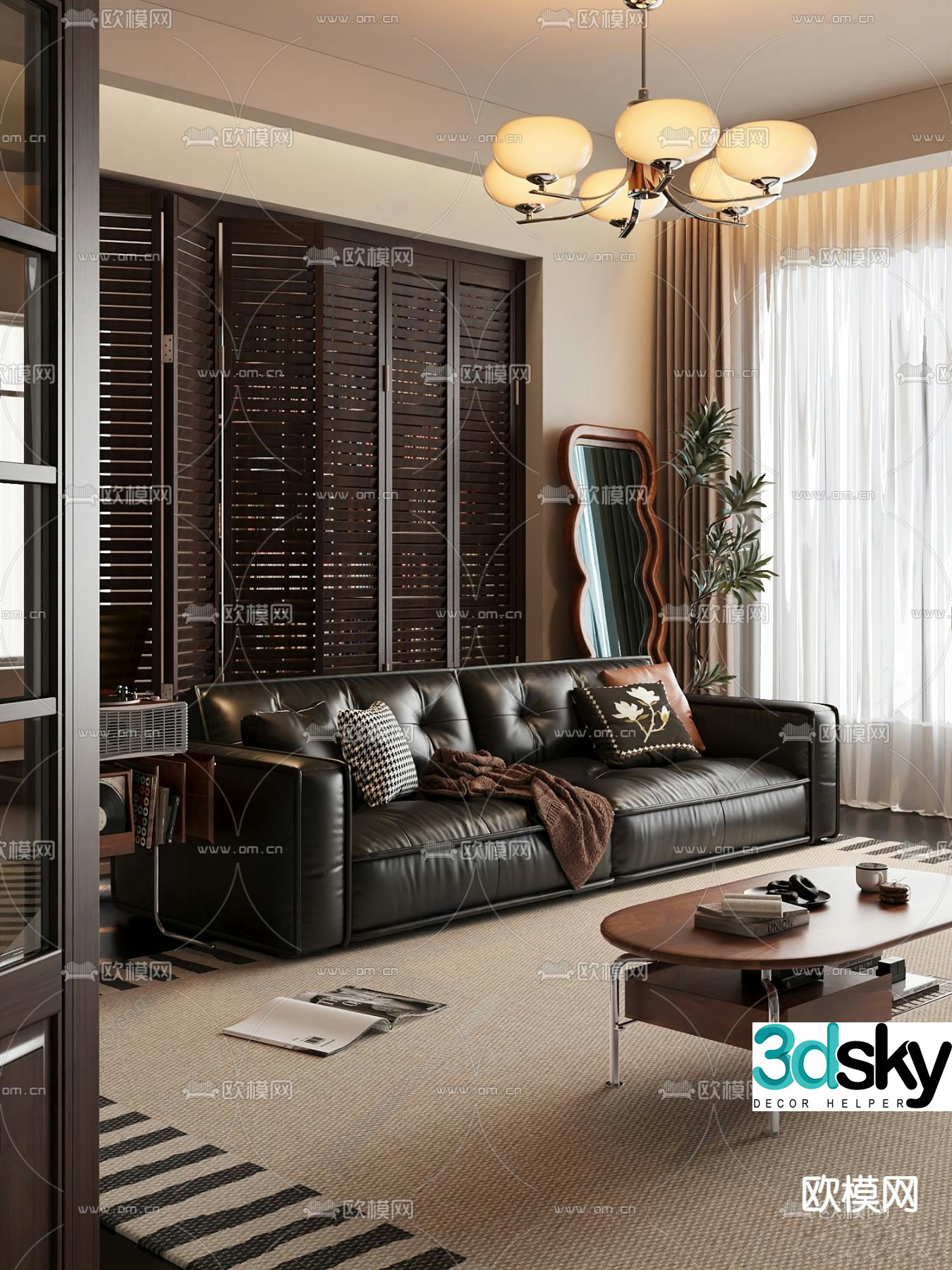 Medieval style leather sofa double sofa 3d model