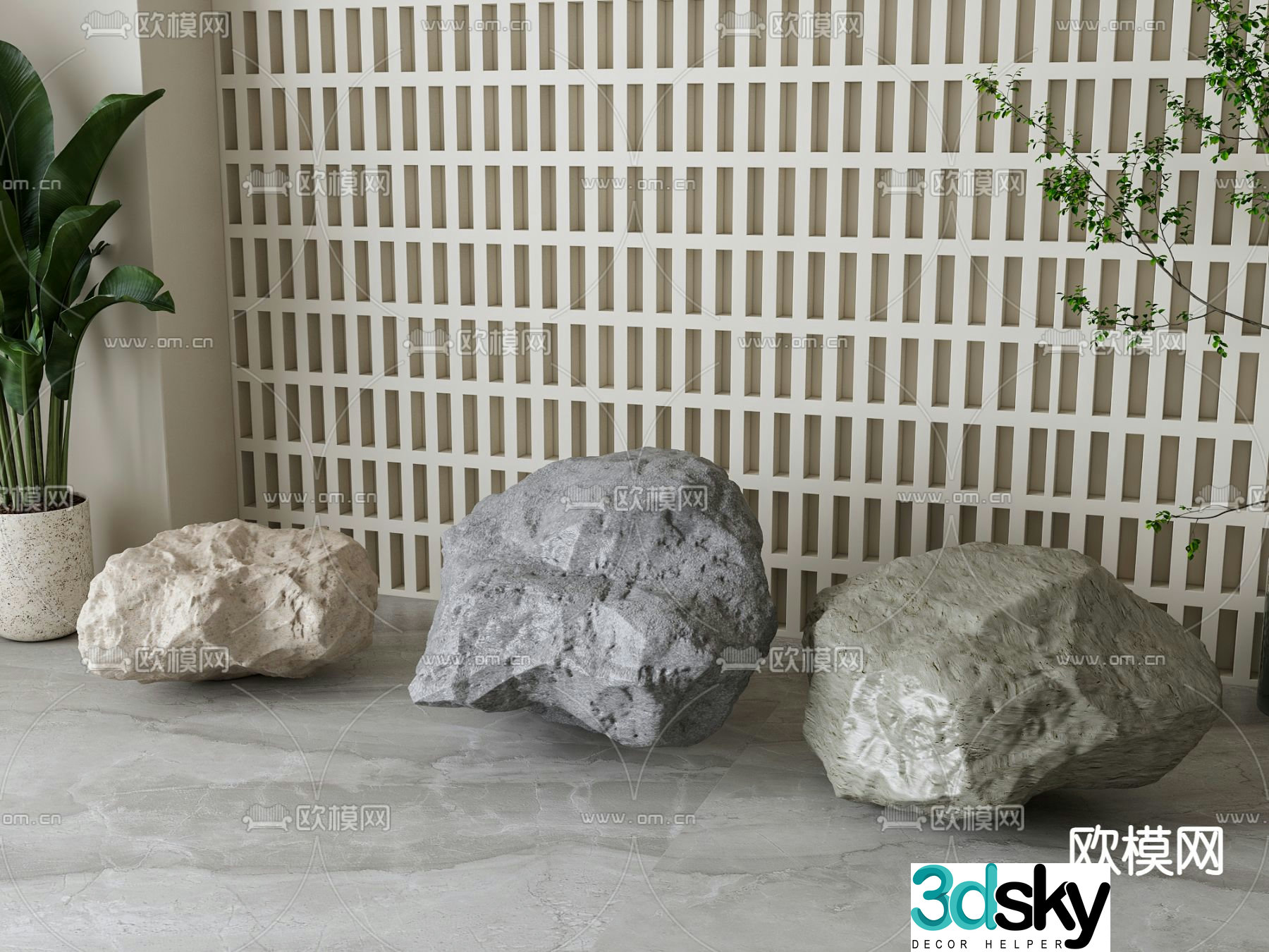 Landscape Stone Set Stone Rock Stone 3d model