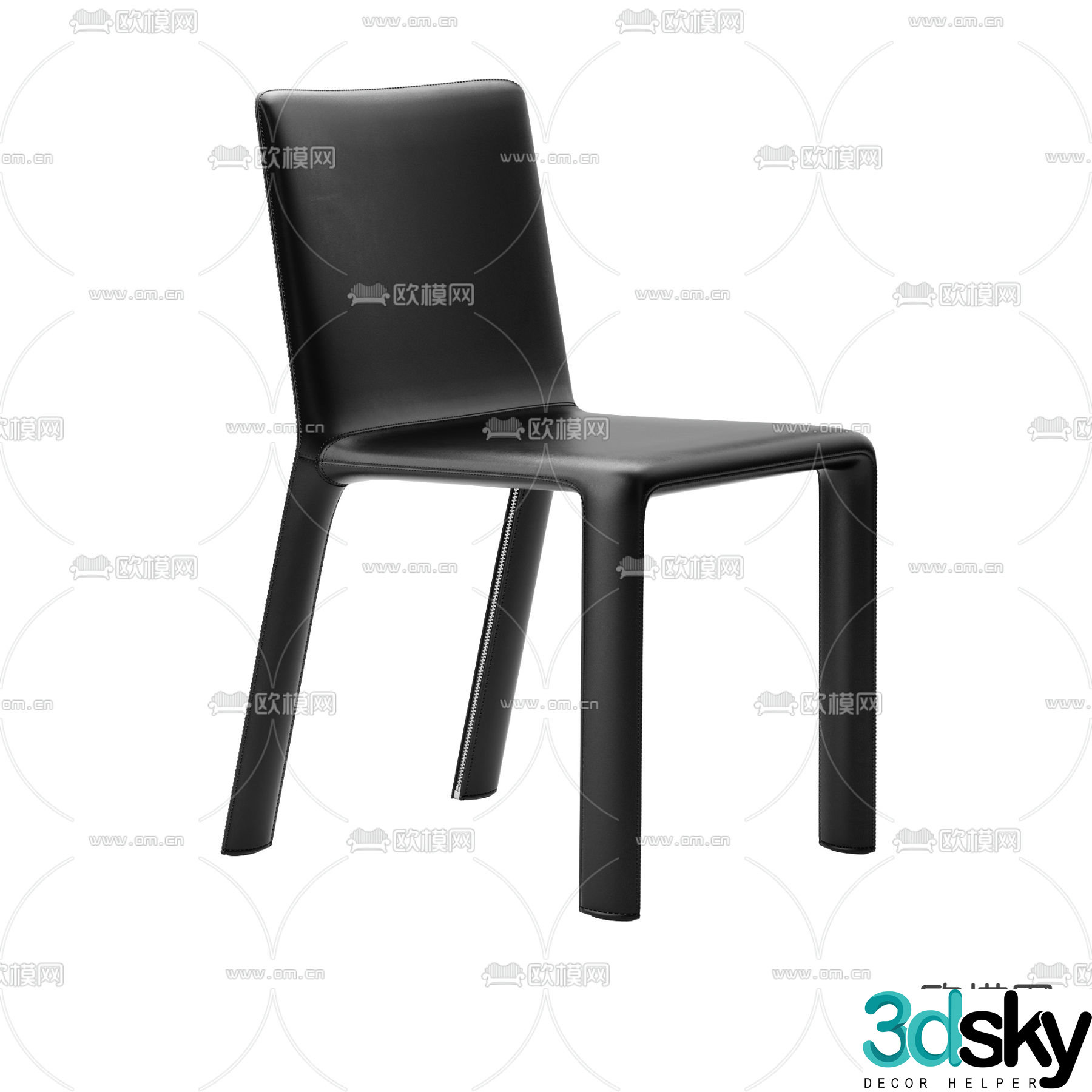 Leather chair Dining chair 3d model