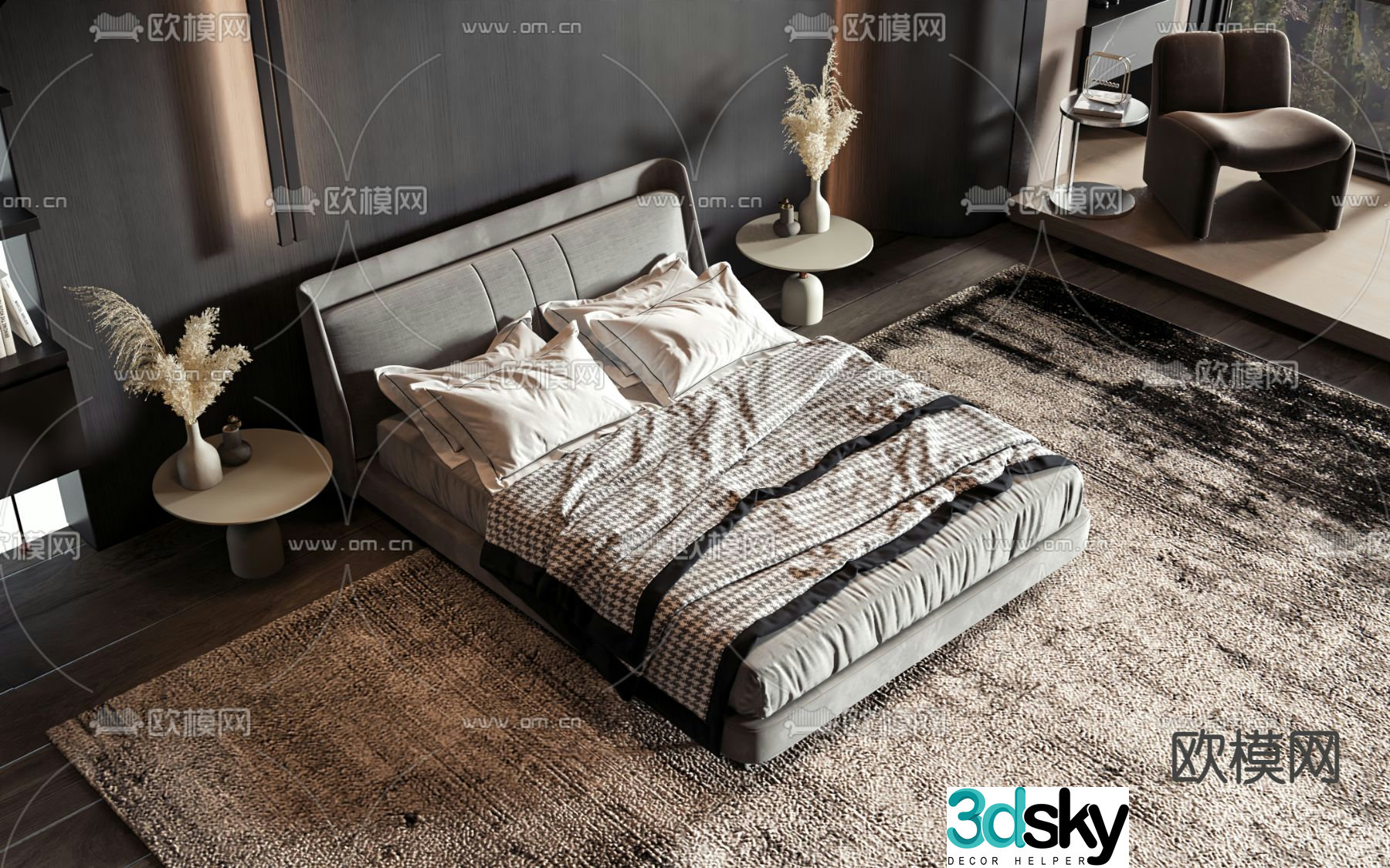 Double bed commercial bed 3d model