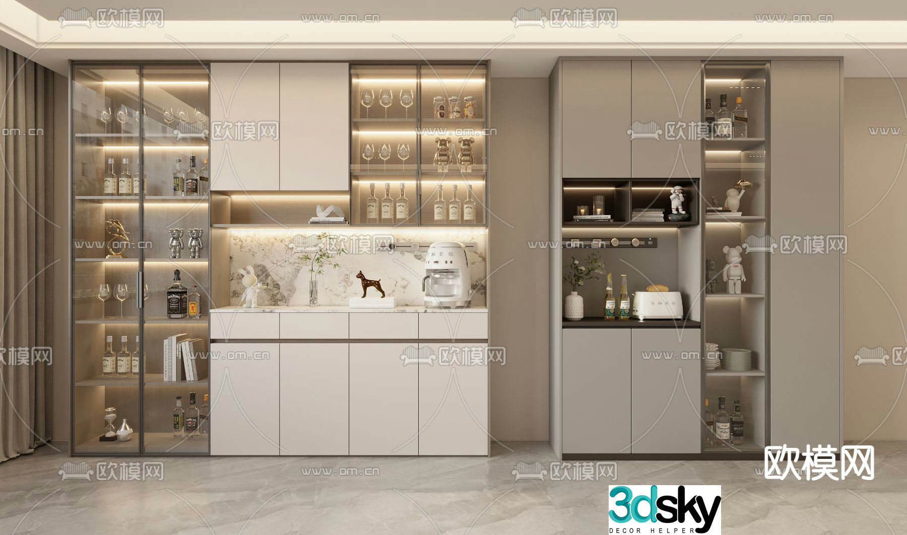 Sideboard Wine Cabinet 3D Model
