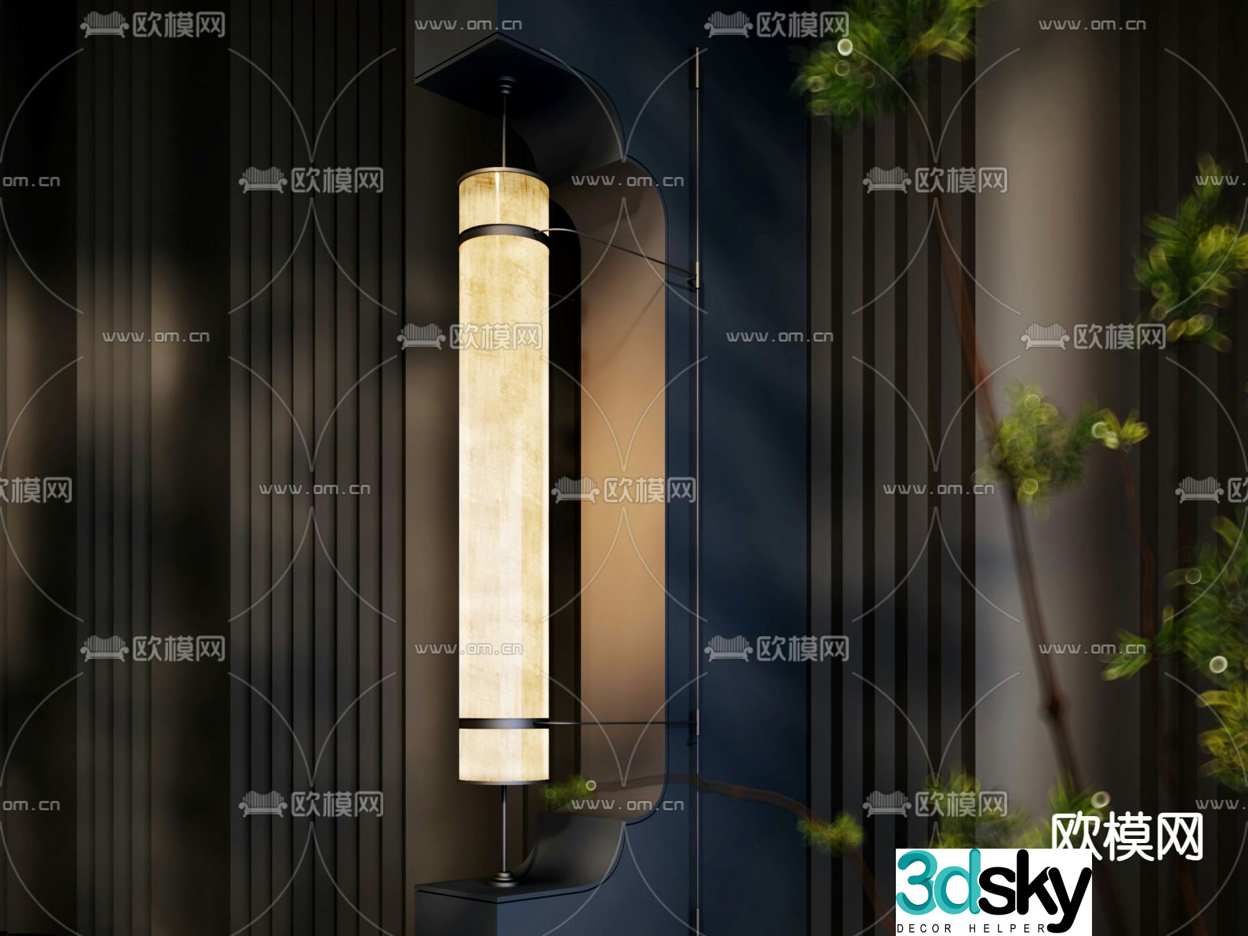 New Chinese style wall lamp marble wall lamp 3d model