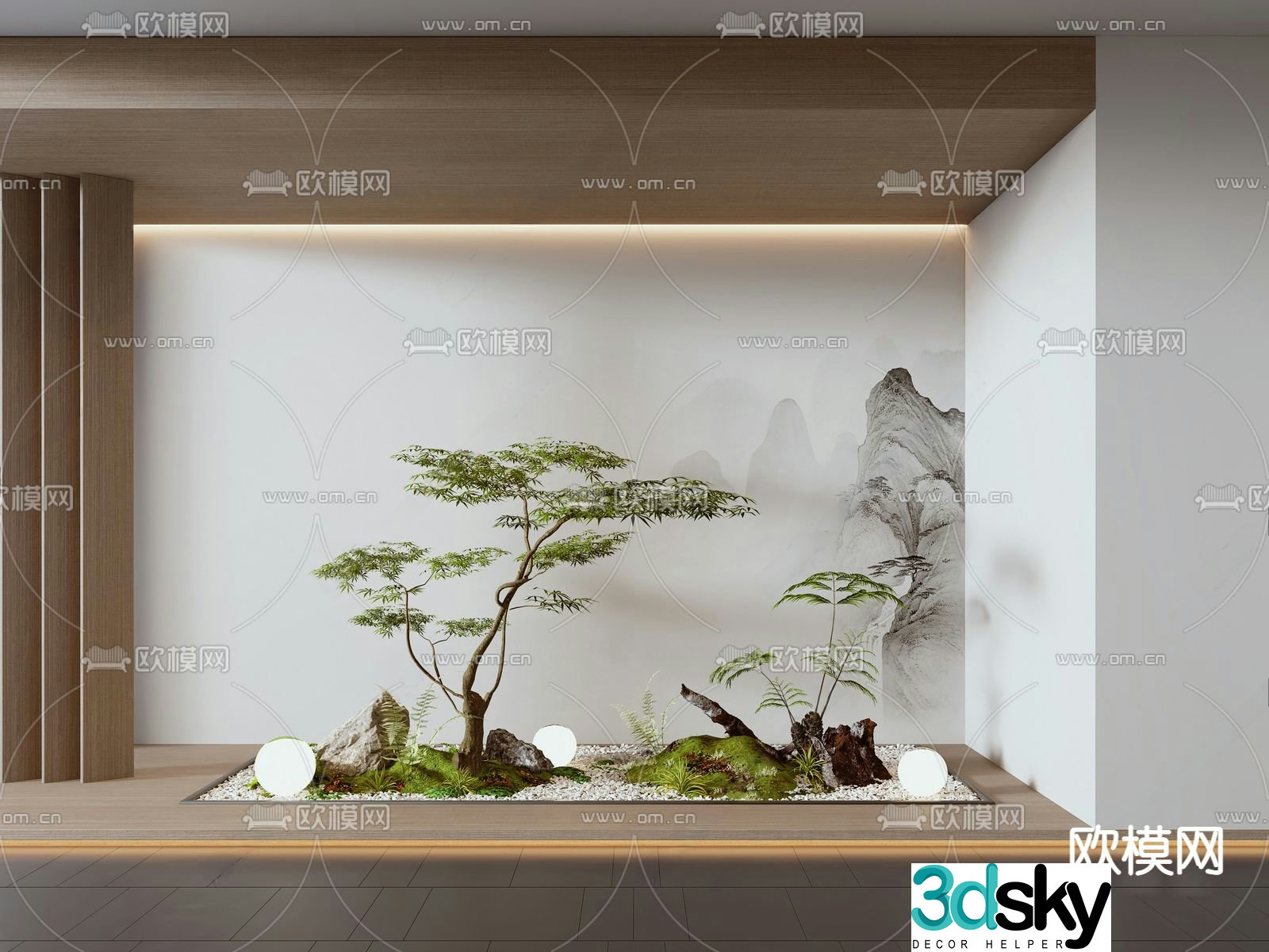 Indoor landscaping plant pile 3d model