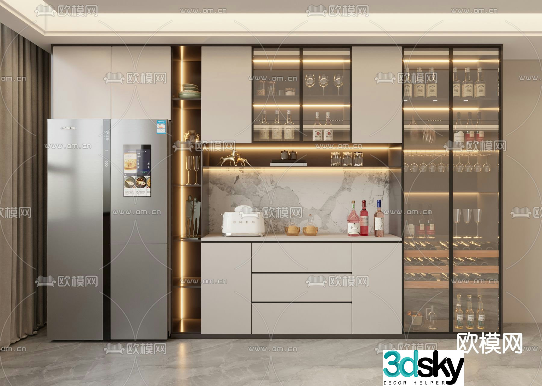 Sideboard wine cabinet 3d model