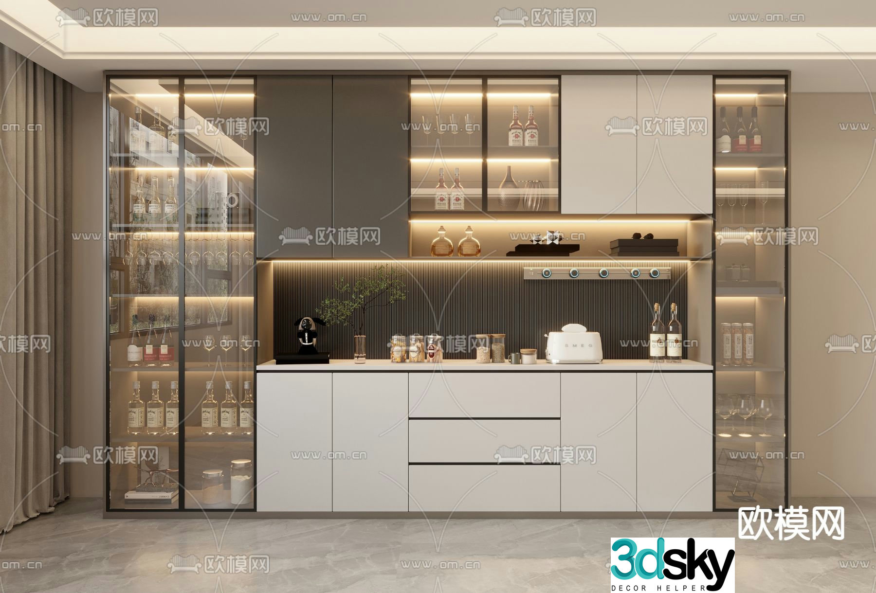 Sideboard wine cabinet 3d model