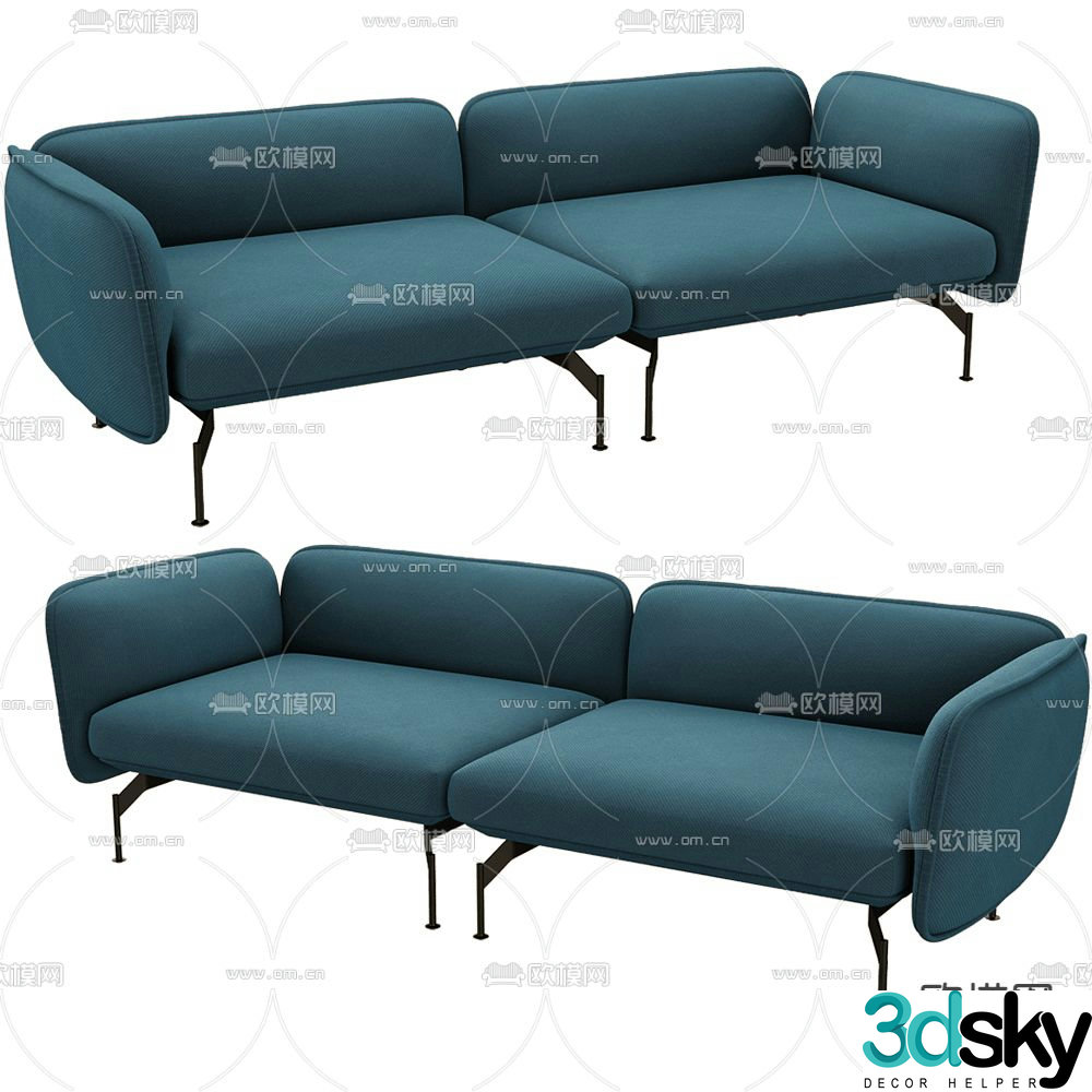 Mambo double sofa upholstered sofa 3d model