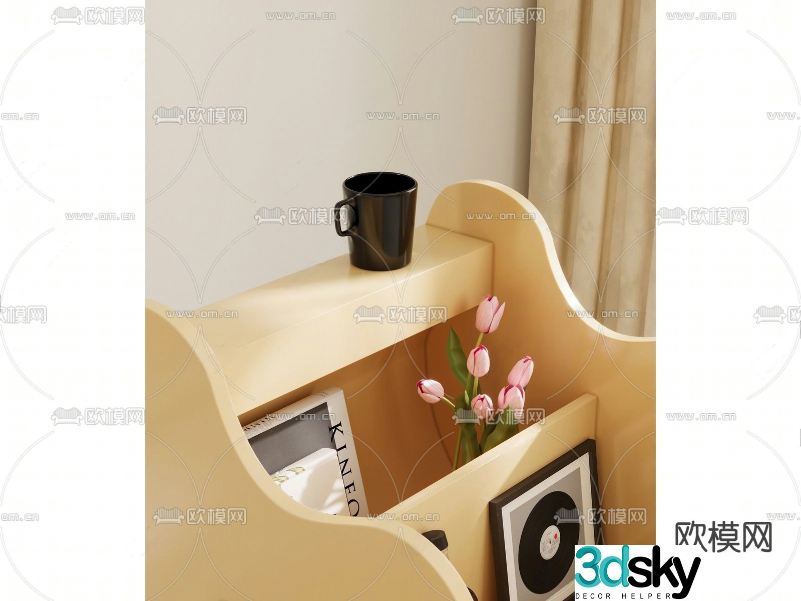 Bedside table side cabinet 3d model