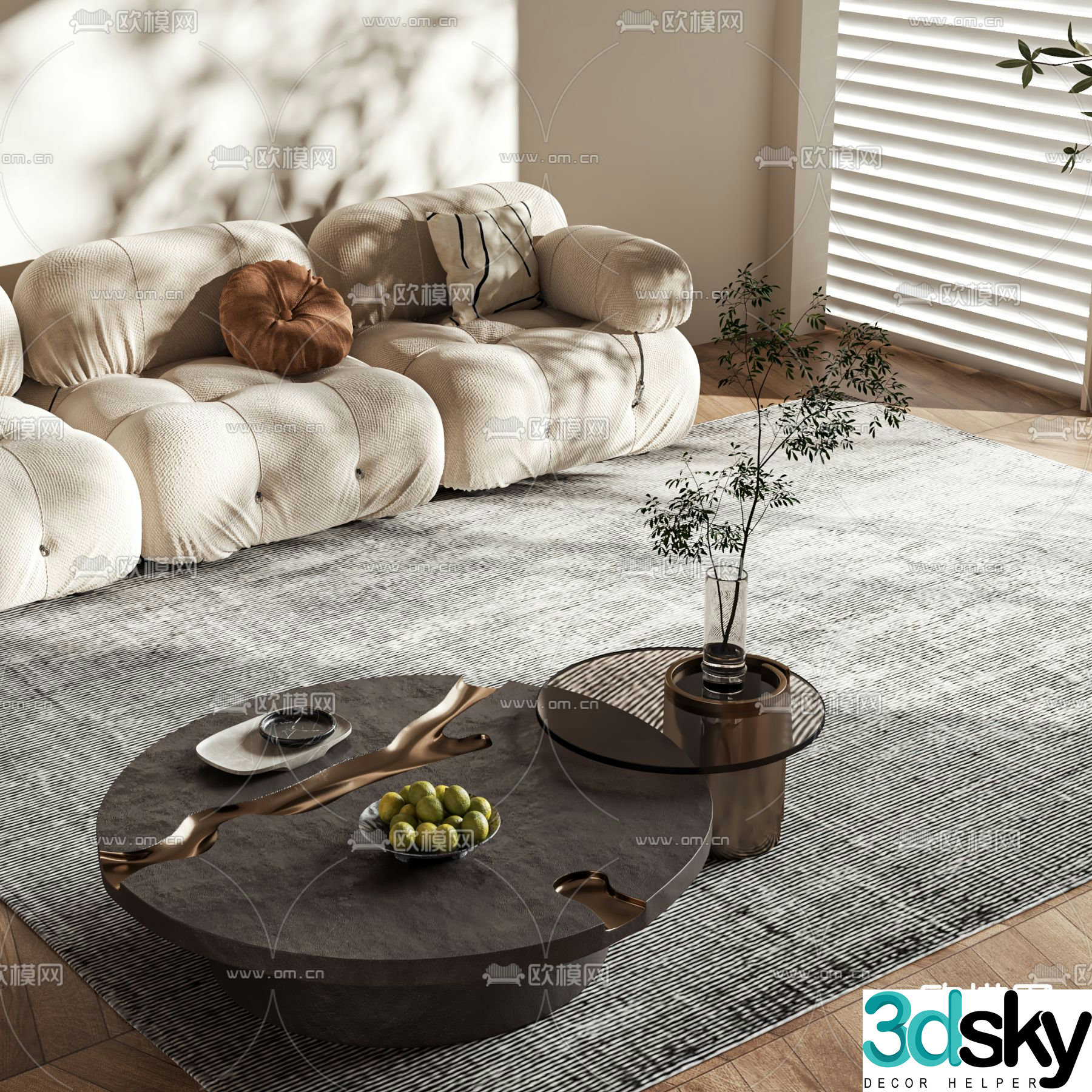 Medieval style coffee table mother-in-law coffee table 3d model