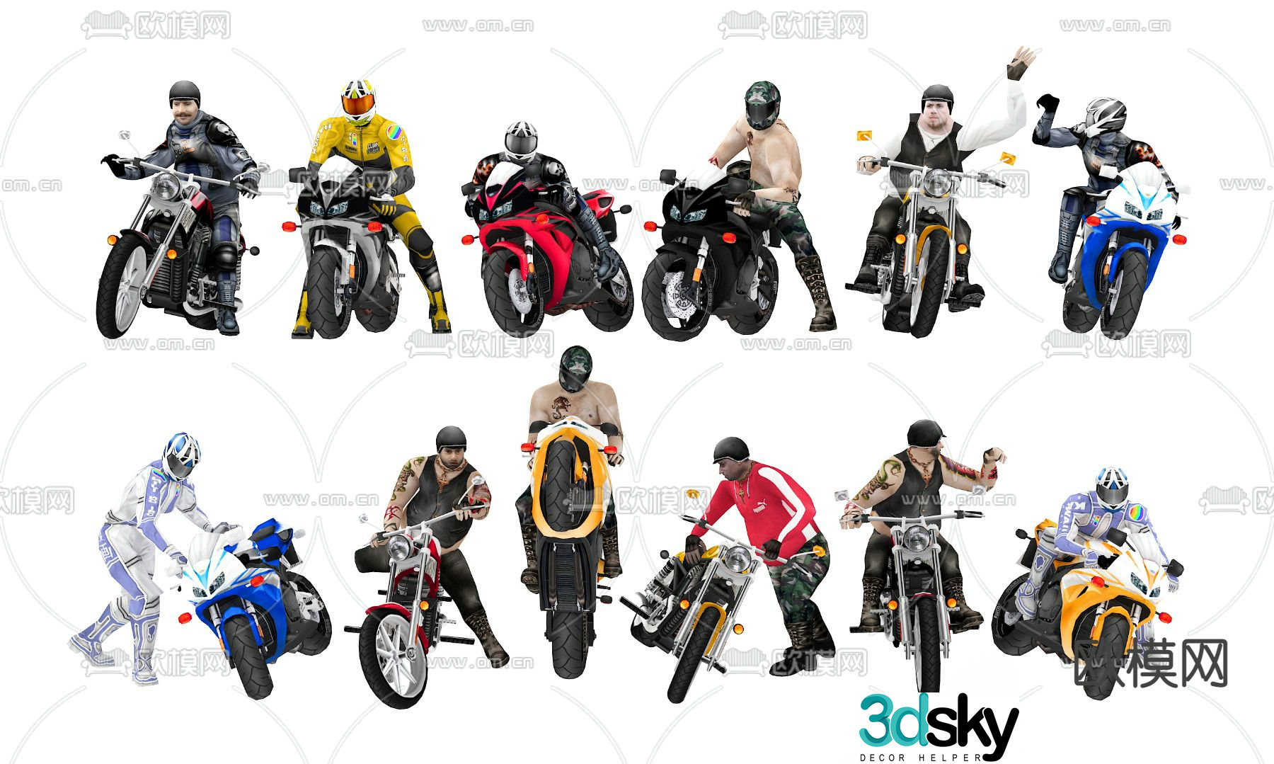 motorcycle character 3d model