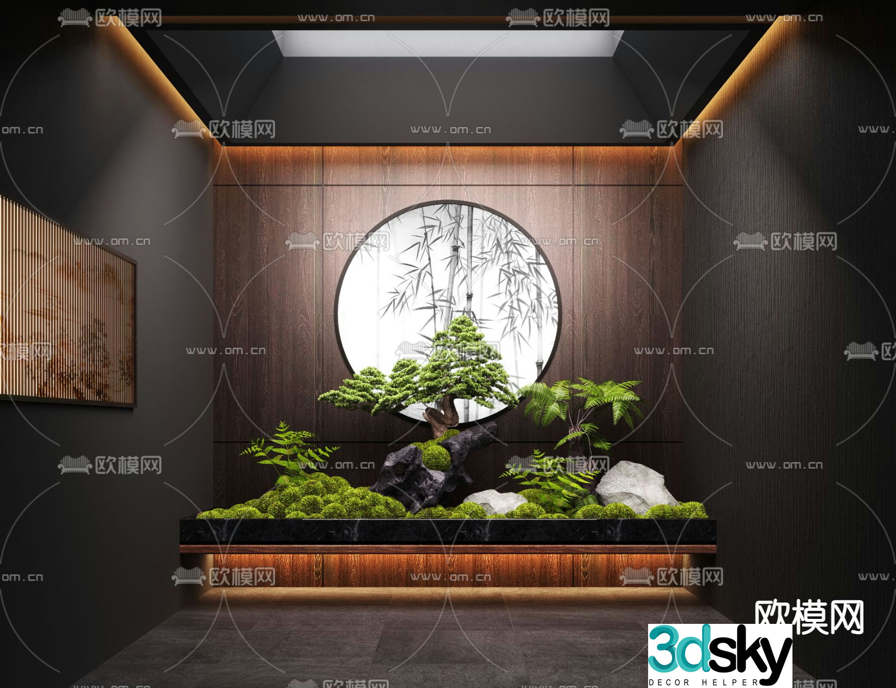 New Chinese style indoor landscaping landscape sketch 3D model