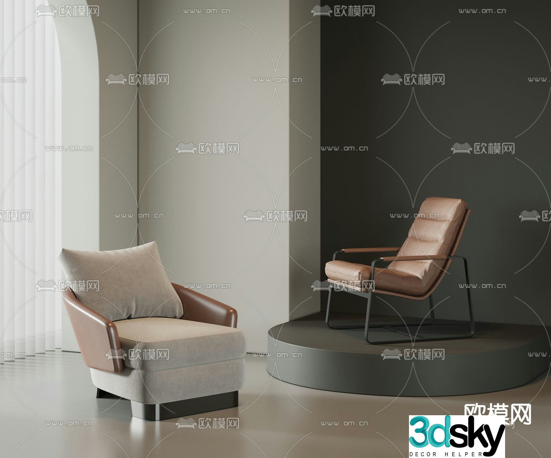 Single sofa armrest sofa 3d model