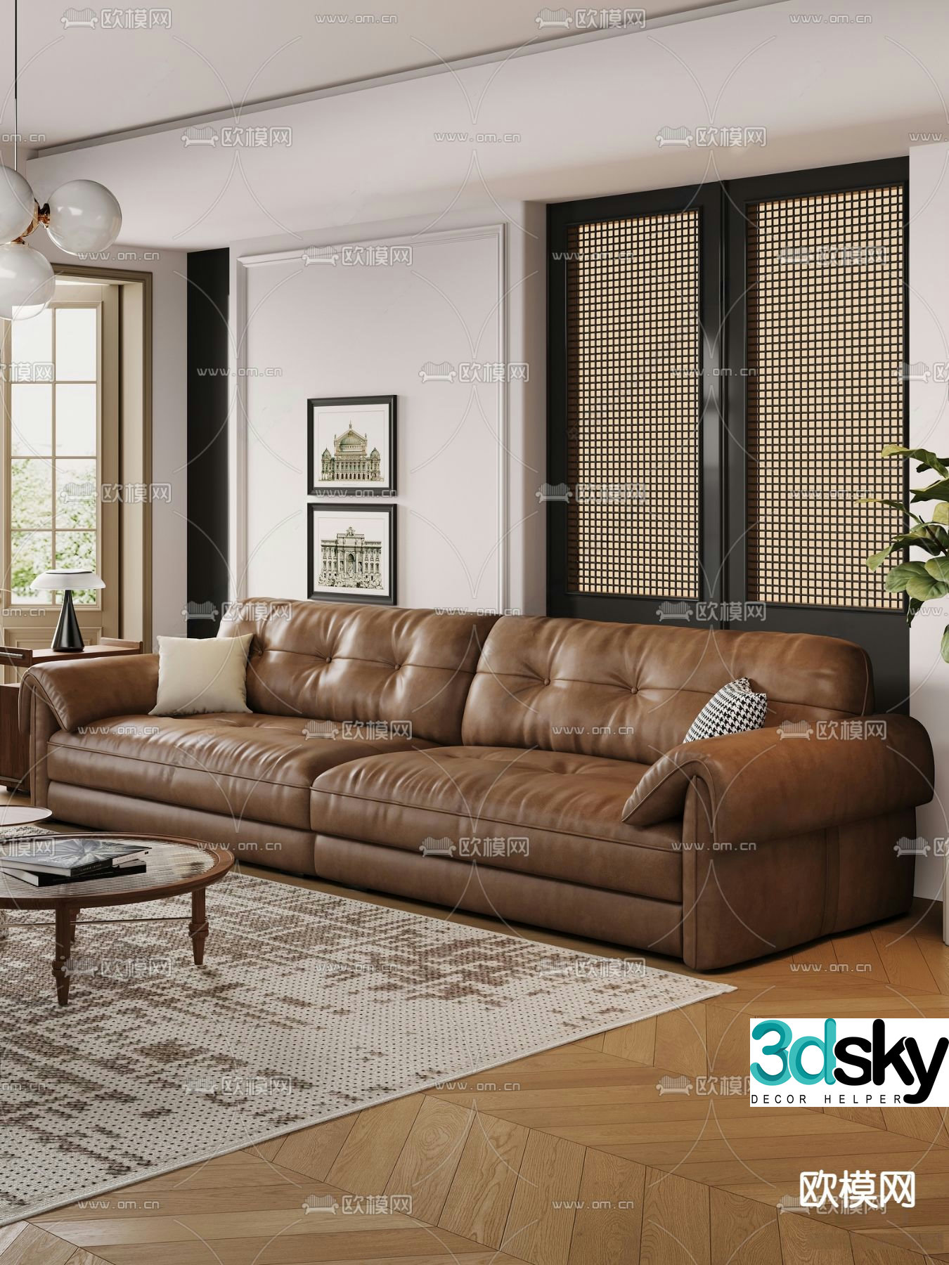Multi-person sofa leisure sofa 3d model