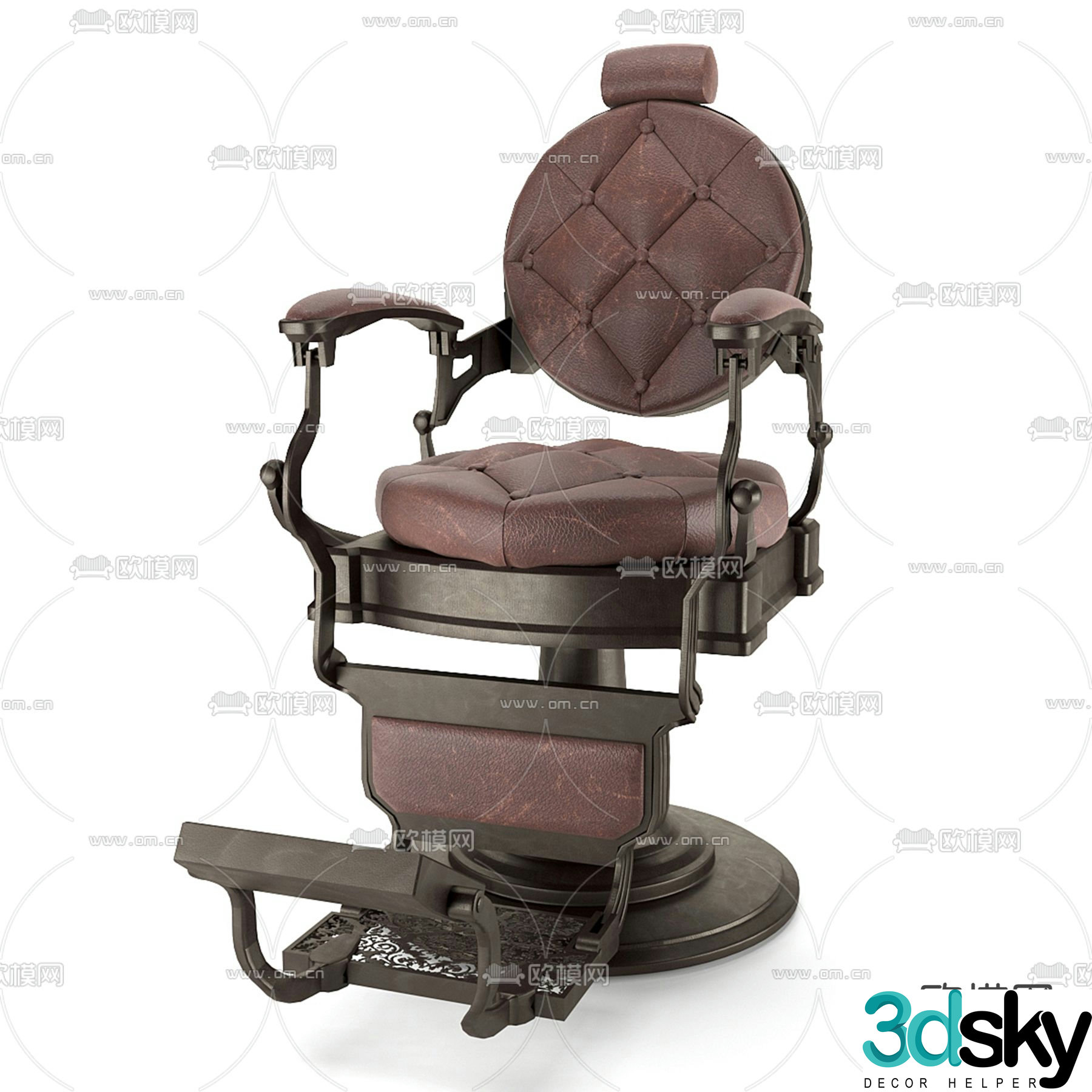 Leather chair barber chair 3d model