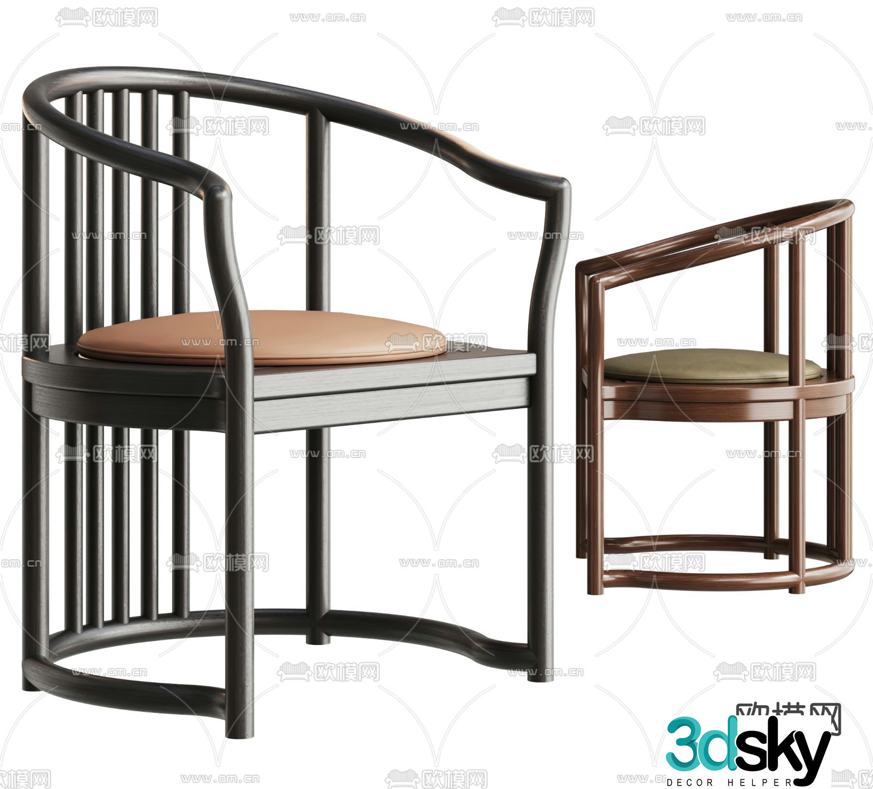New Chinese style chair armchair 3d model