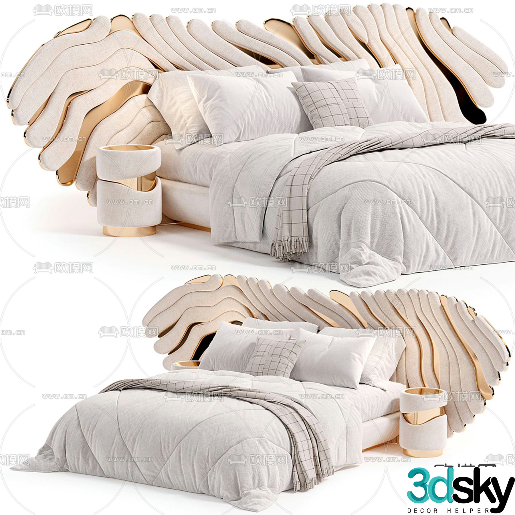 Modern double bed 3d model