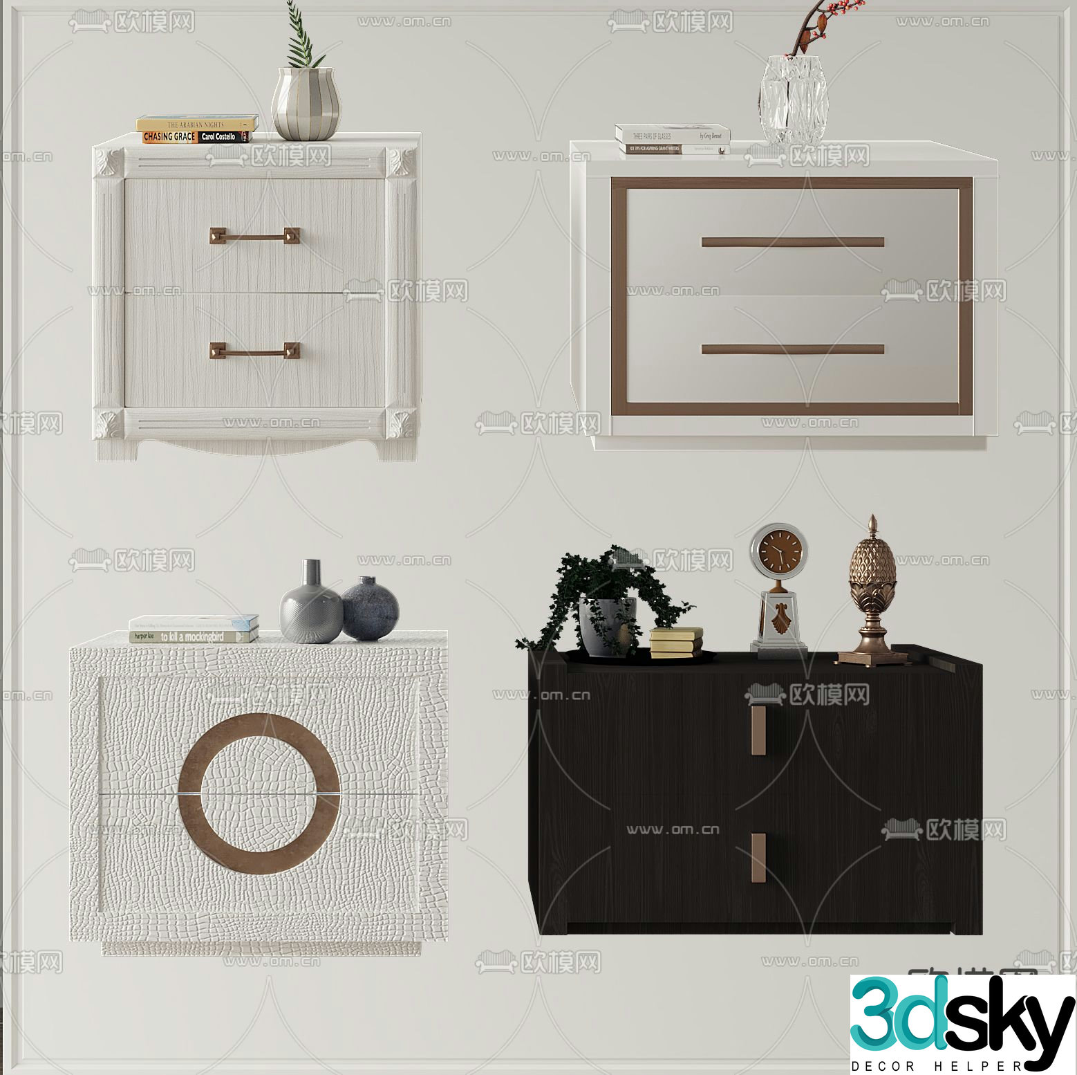 French bedside table 3d model