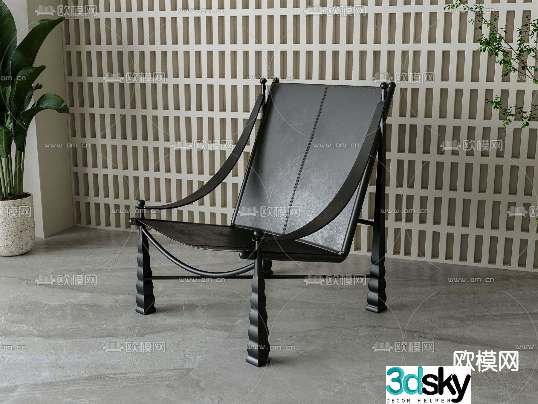 Leather chair casual chair 3d model