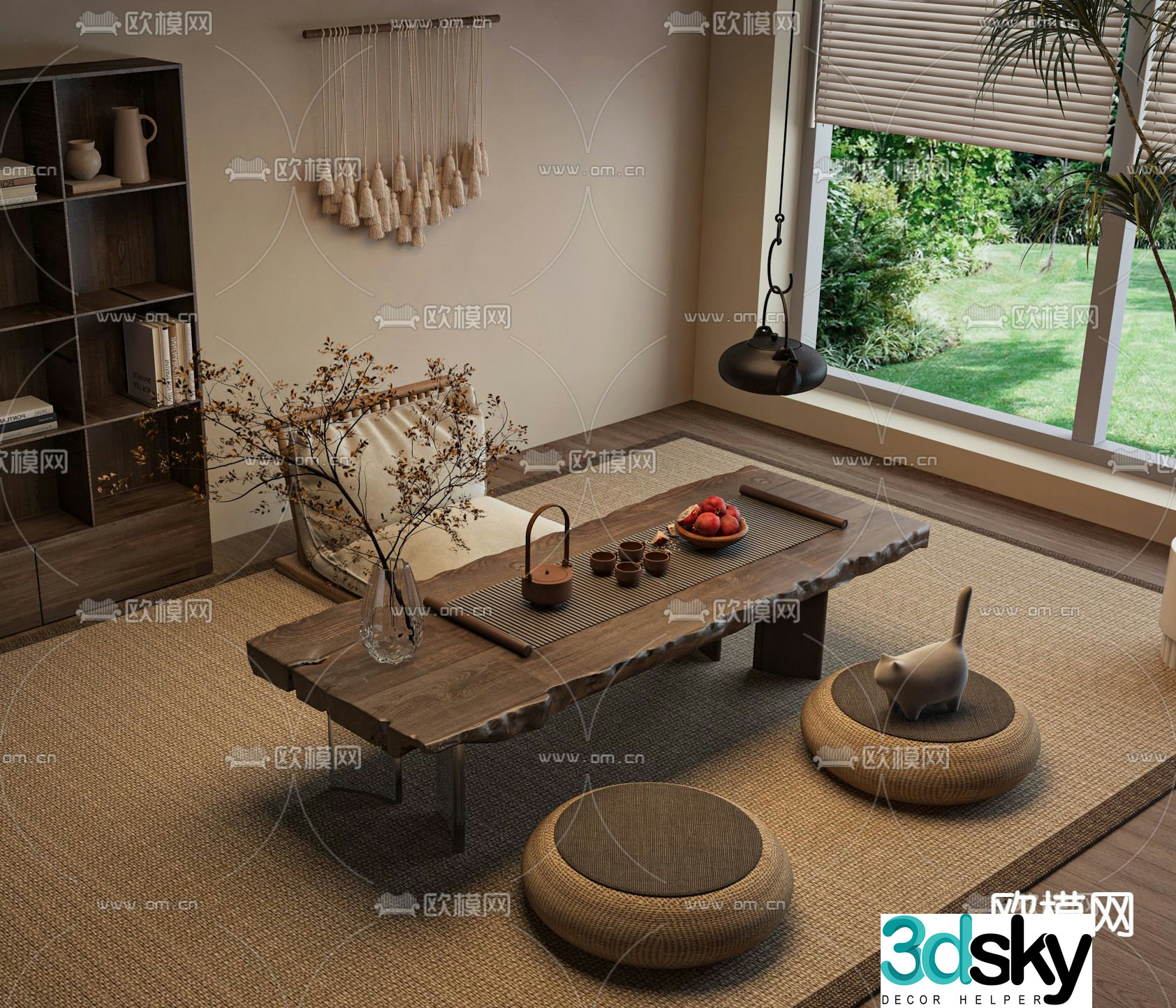 Medieval style tea table tatami tea table 3d model