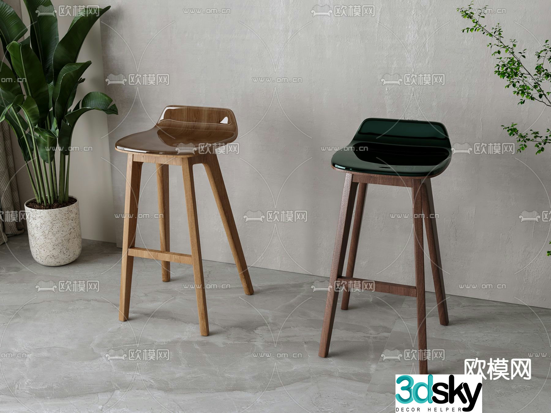 bar stool bar stool high stool 3d model