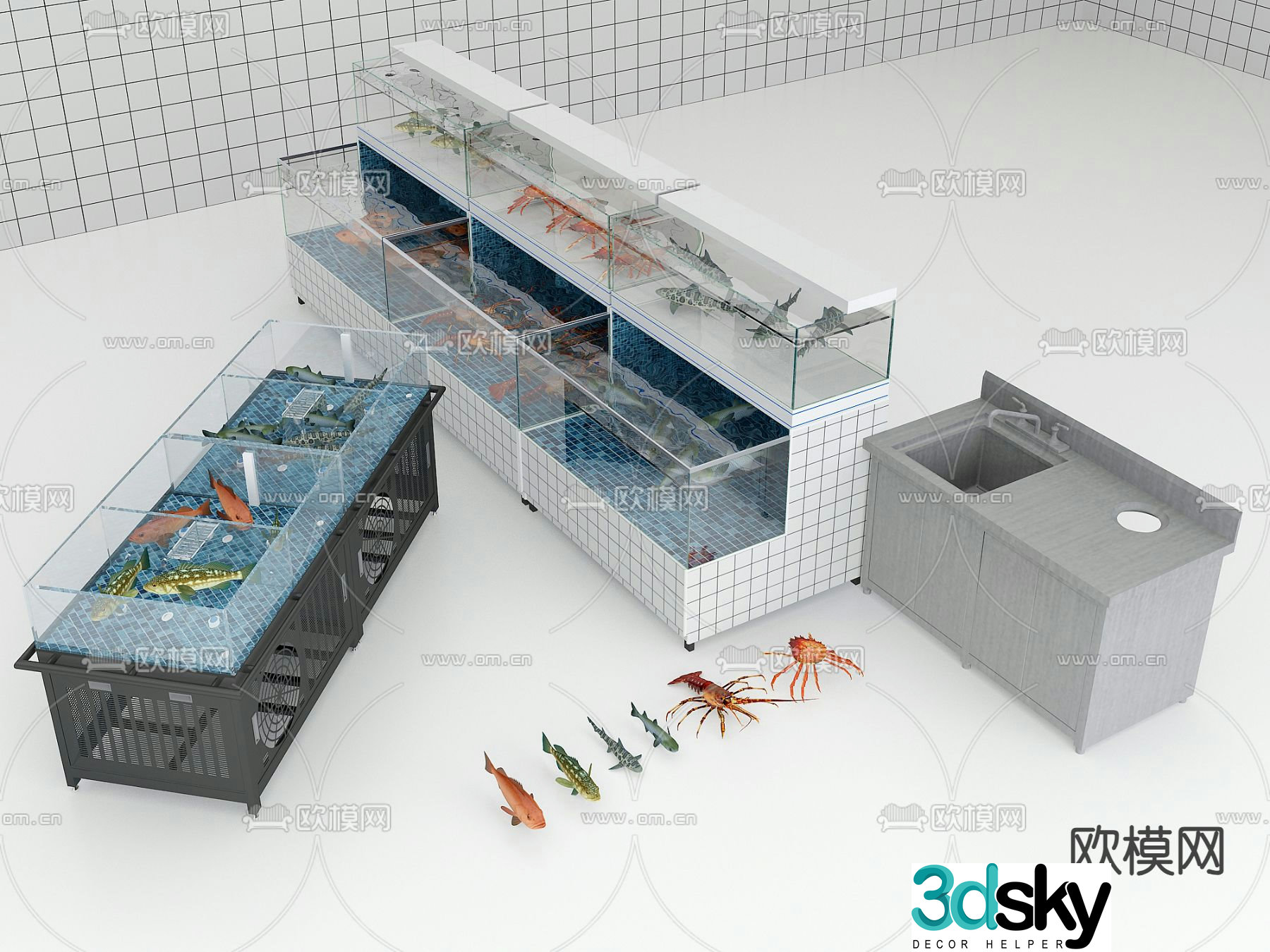 Aquatic products seafood pool 3d model