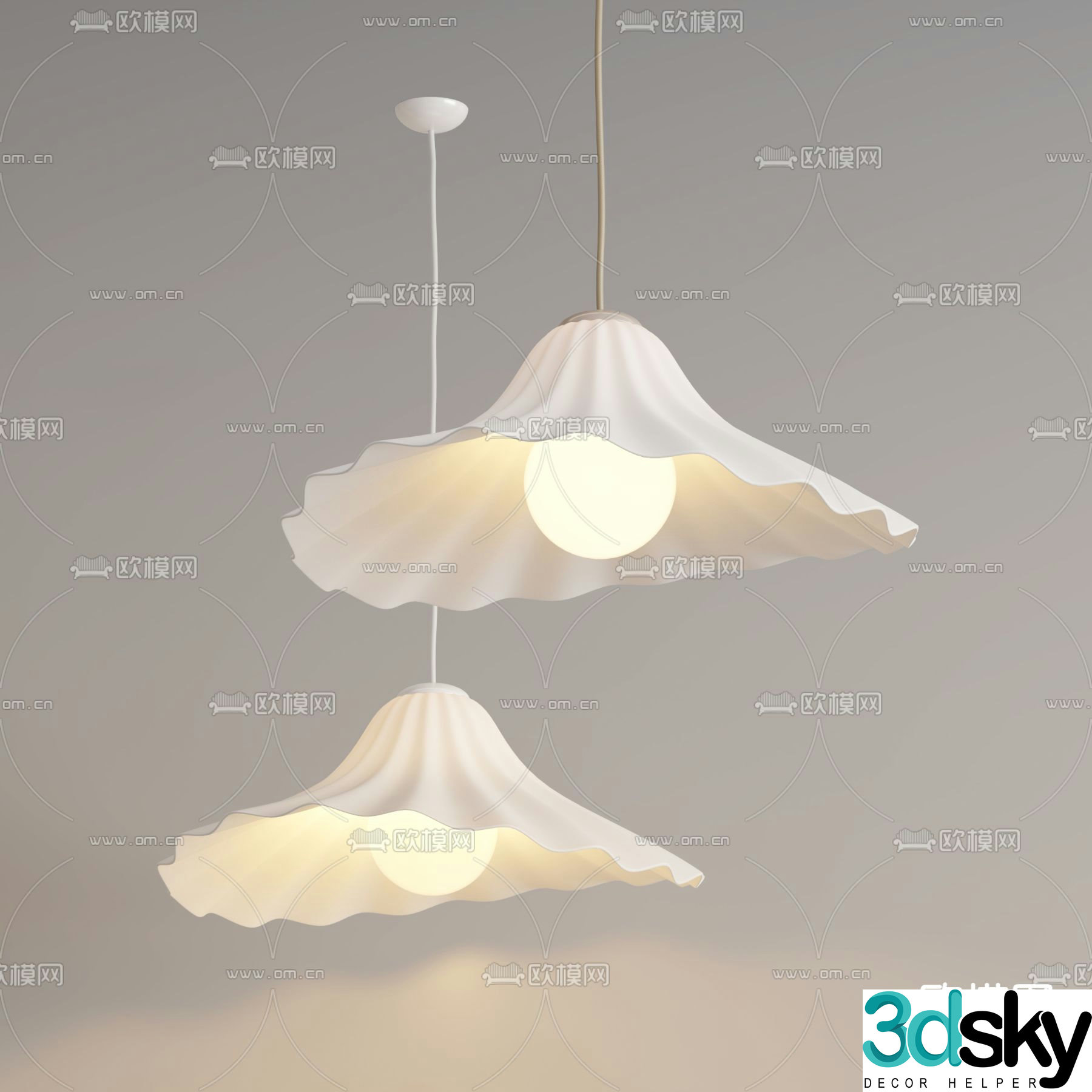 Creamy chandelier Bedside Chandelier Art chandelier 3d model
