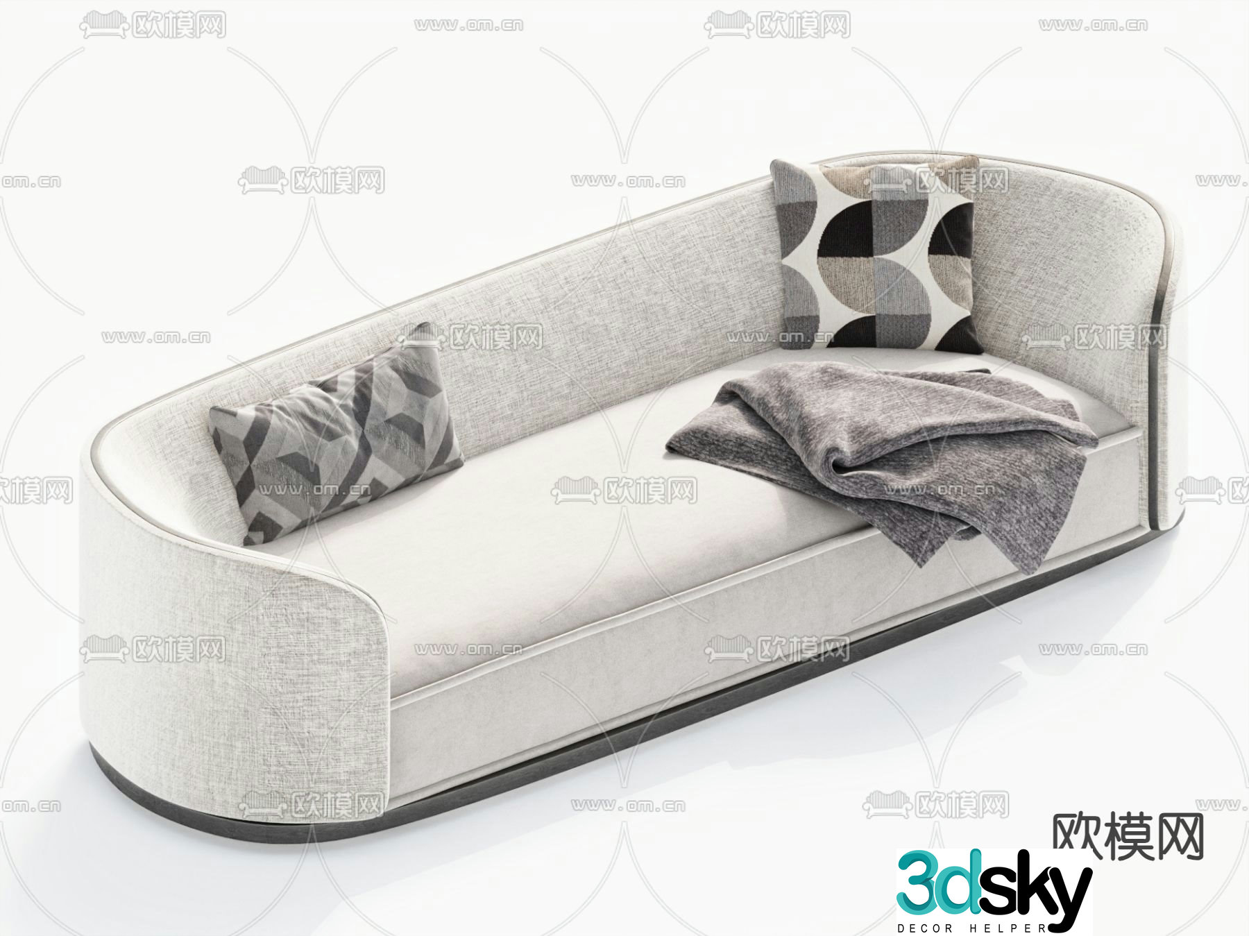 Double sofa fabric sofa 3d model