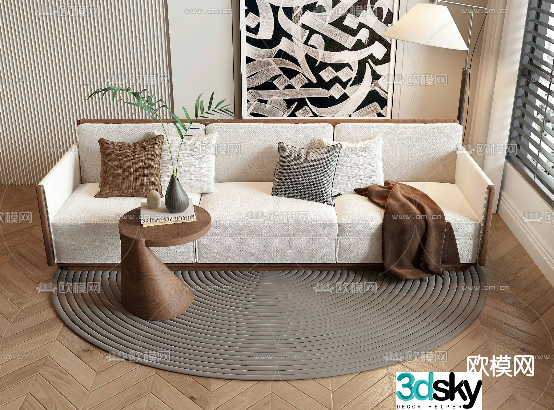 Medieval style leisure sofa multi-person sofa 3D model