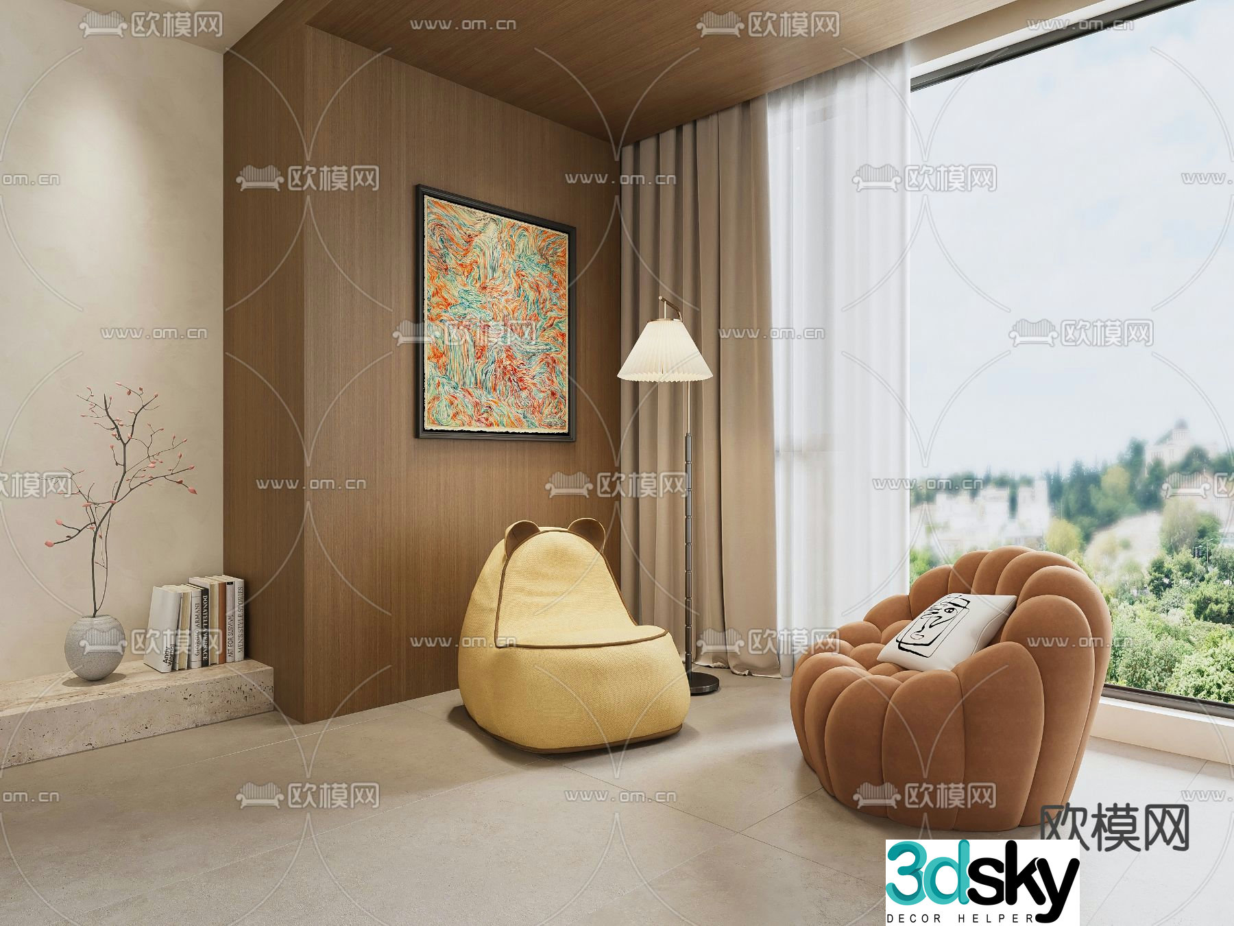Beanbag Sofa Upholstered Sofa 3D Model