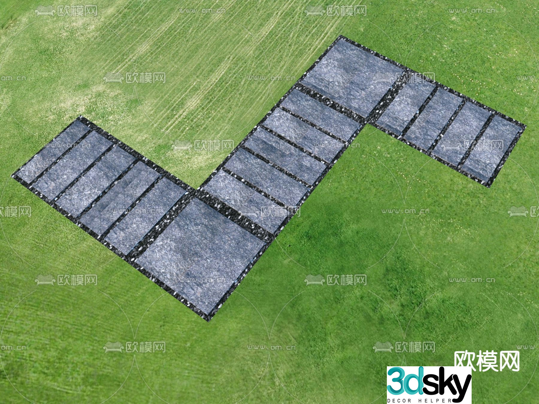 Garden Road Paving Tingbu Bluestone Slab 3D Model