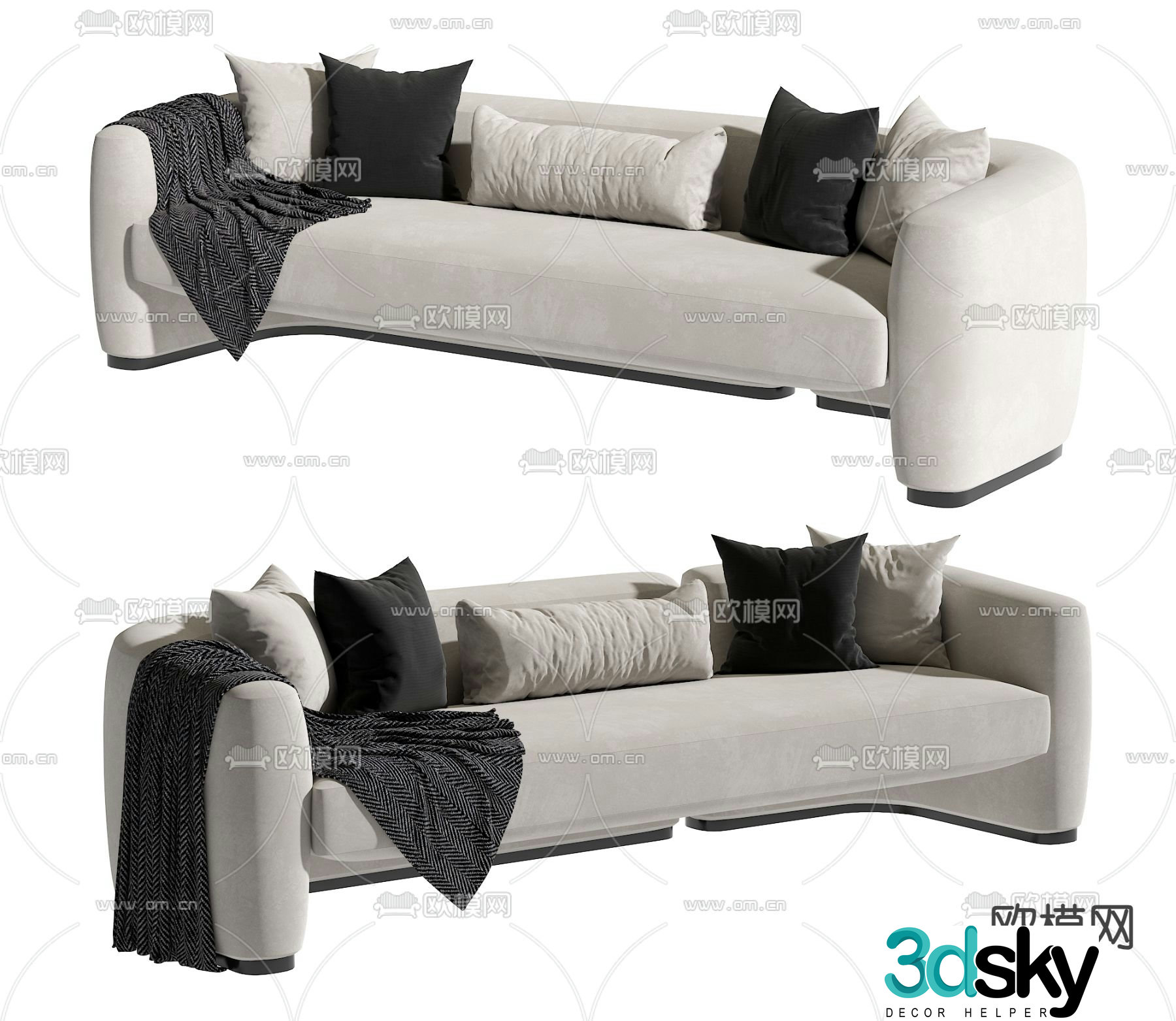 Double sofa upholstered sofa 3d model