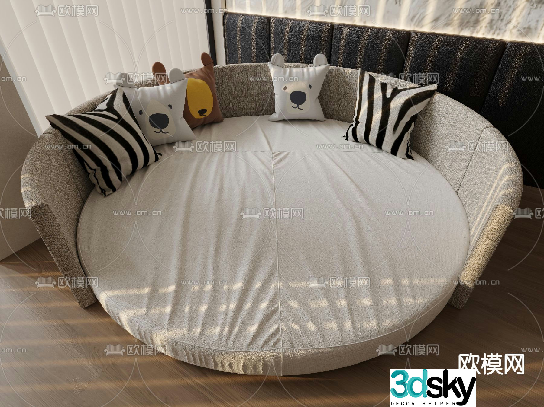 Round bed child bed 3d model