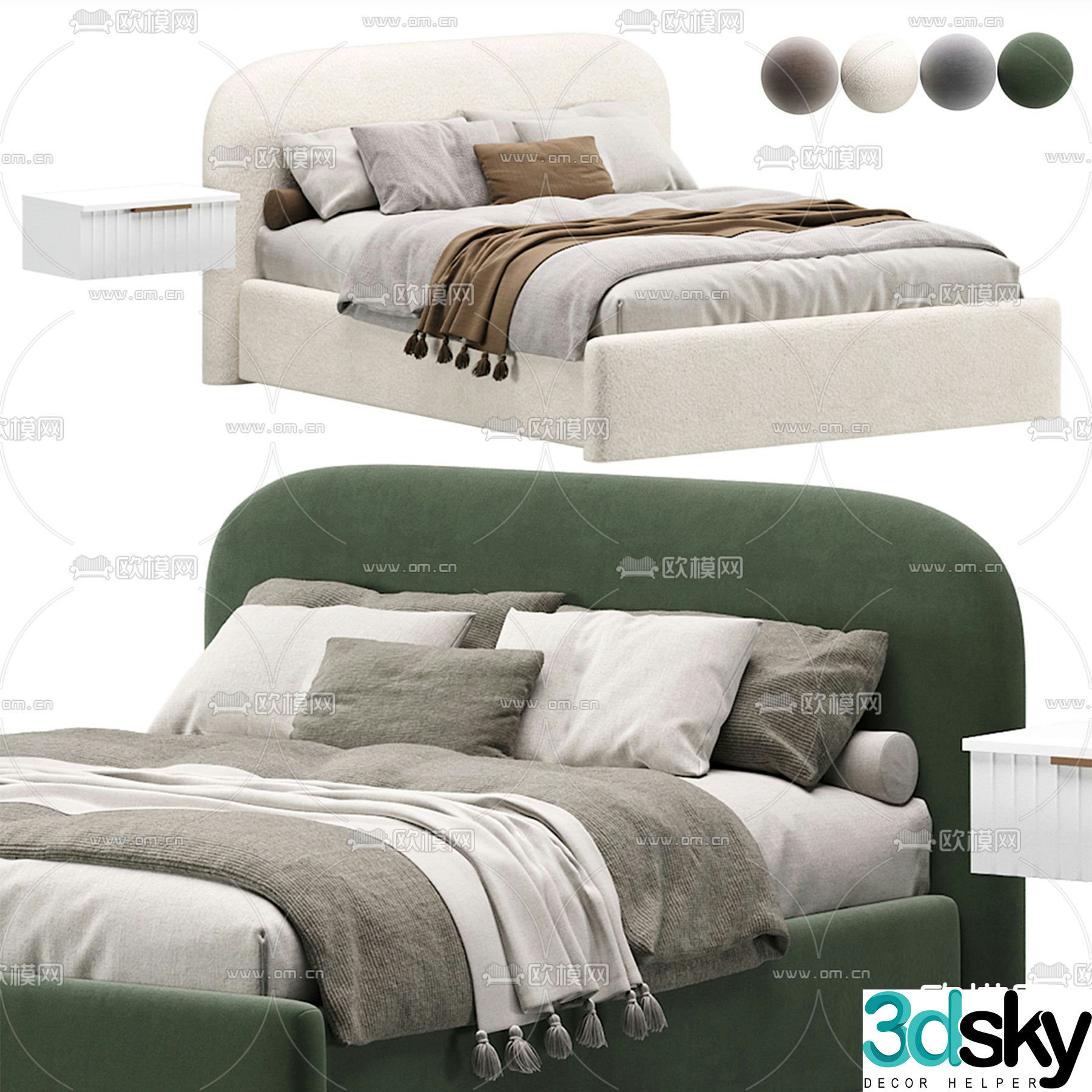 Modern double bed 3d model