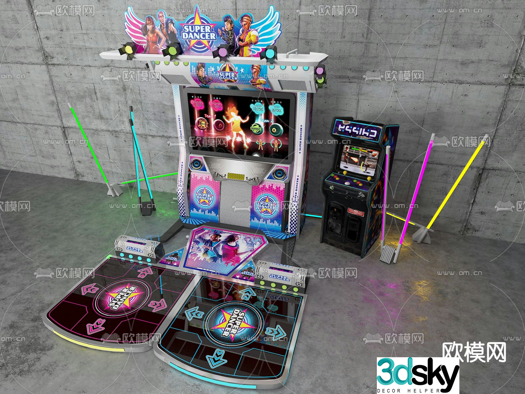 Amusement rides street arcade 3d model