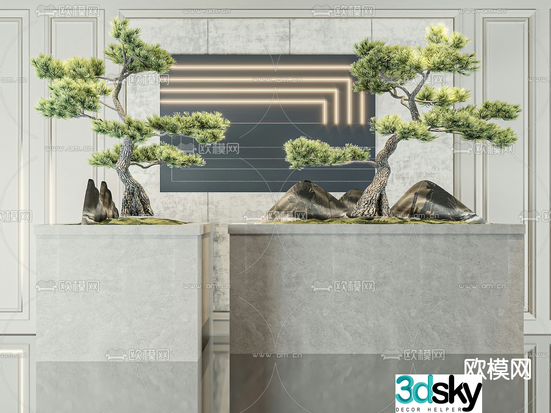 Landscape sketch pine tree landscaping 3D model