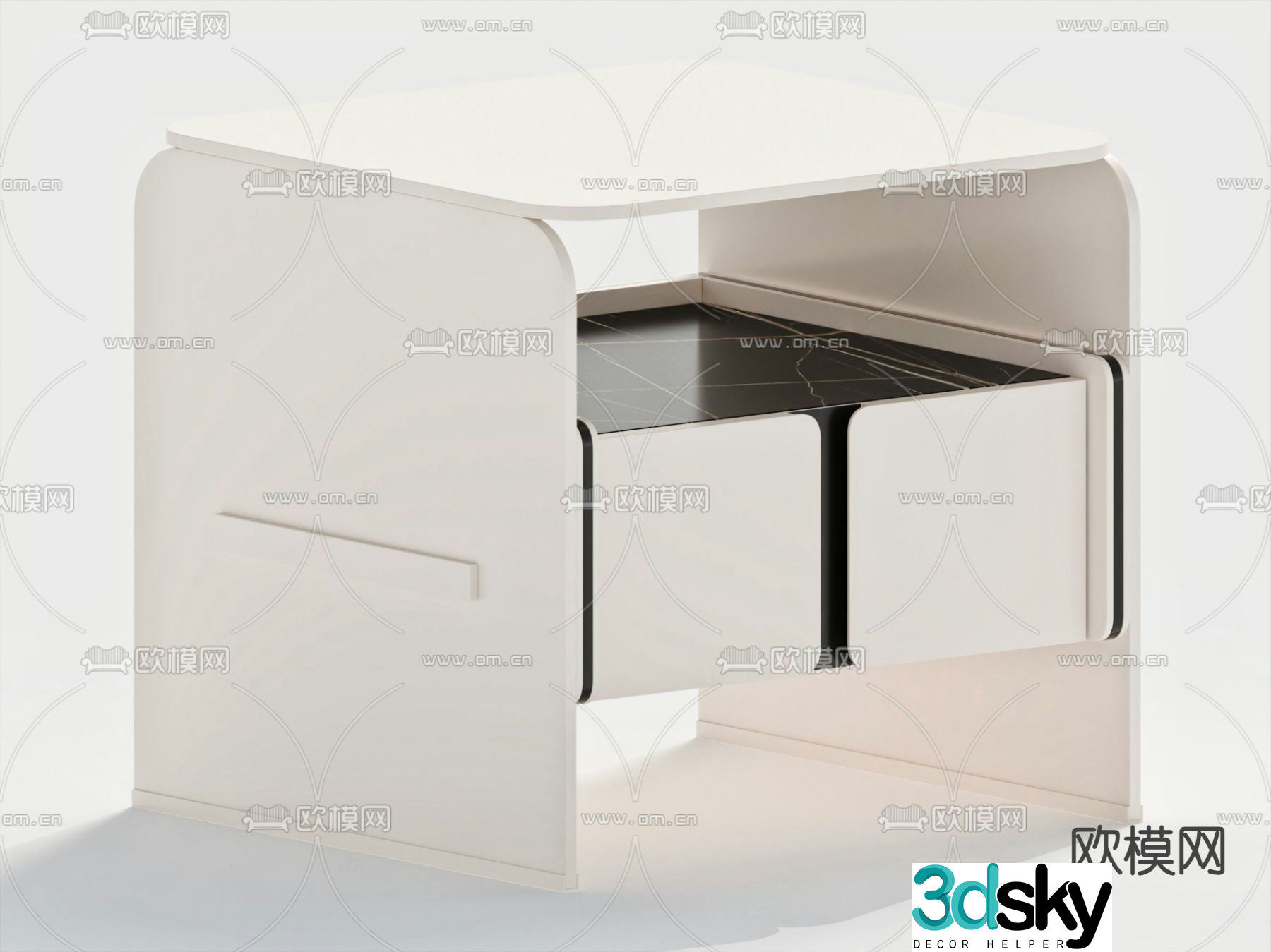 Cream style bedside table 3d model