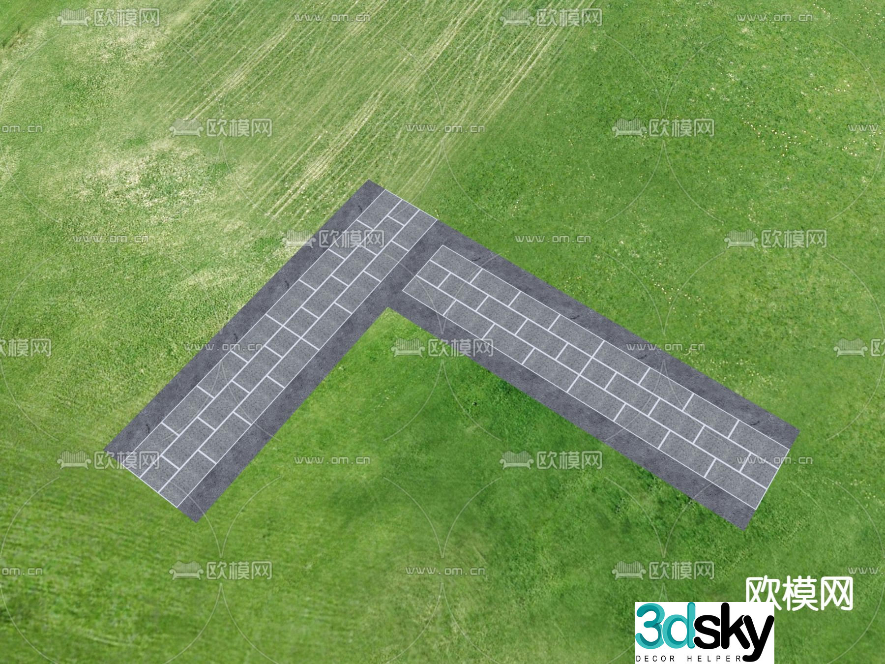 Garden Road Paving Tingbu Bluestone Slab 3D Model