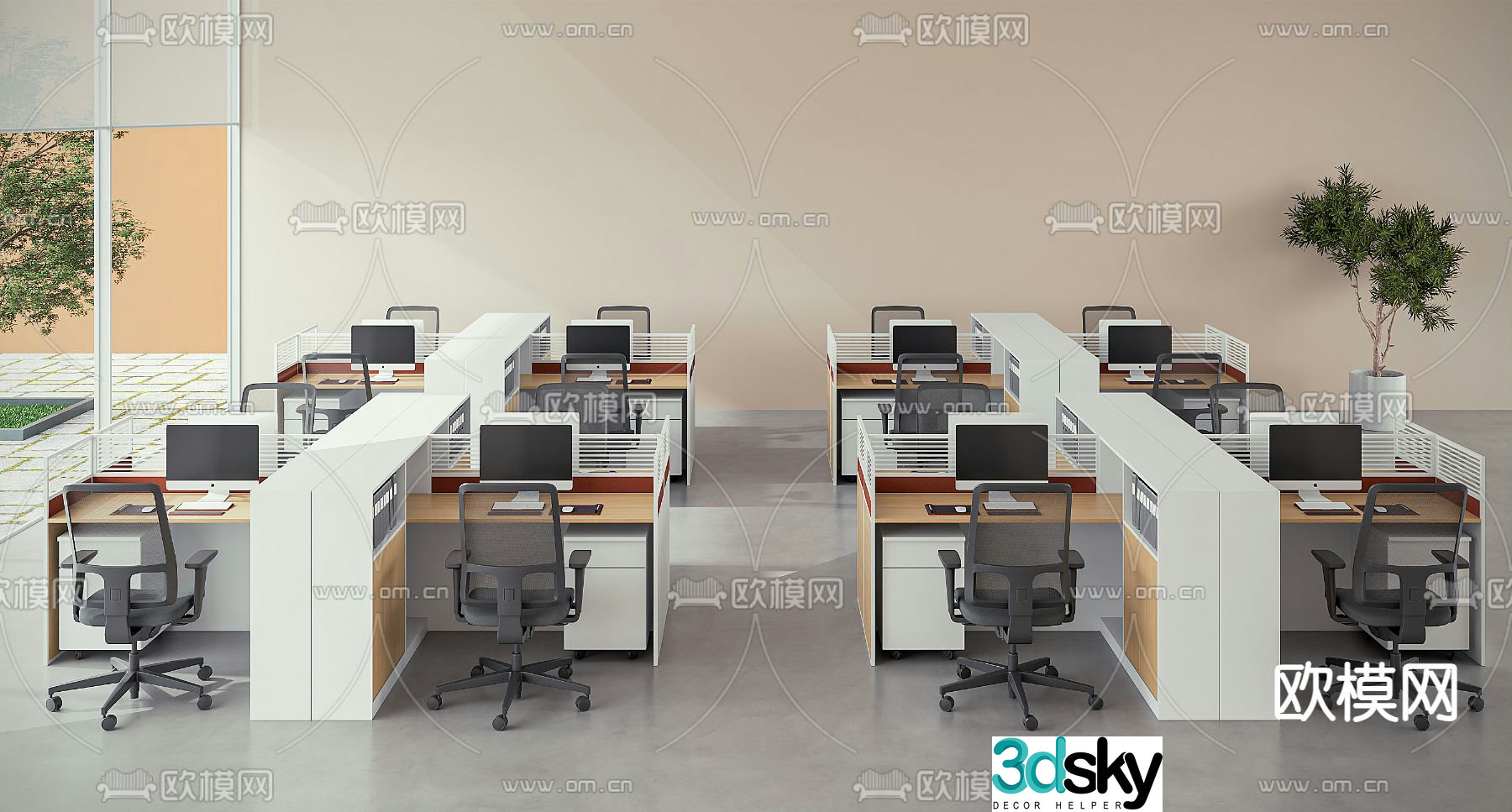 Card space desk work station post 3d model