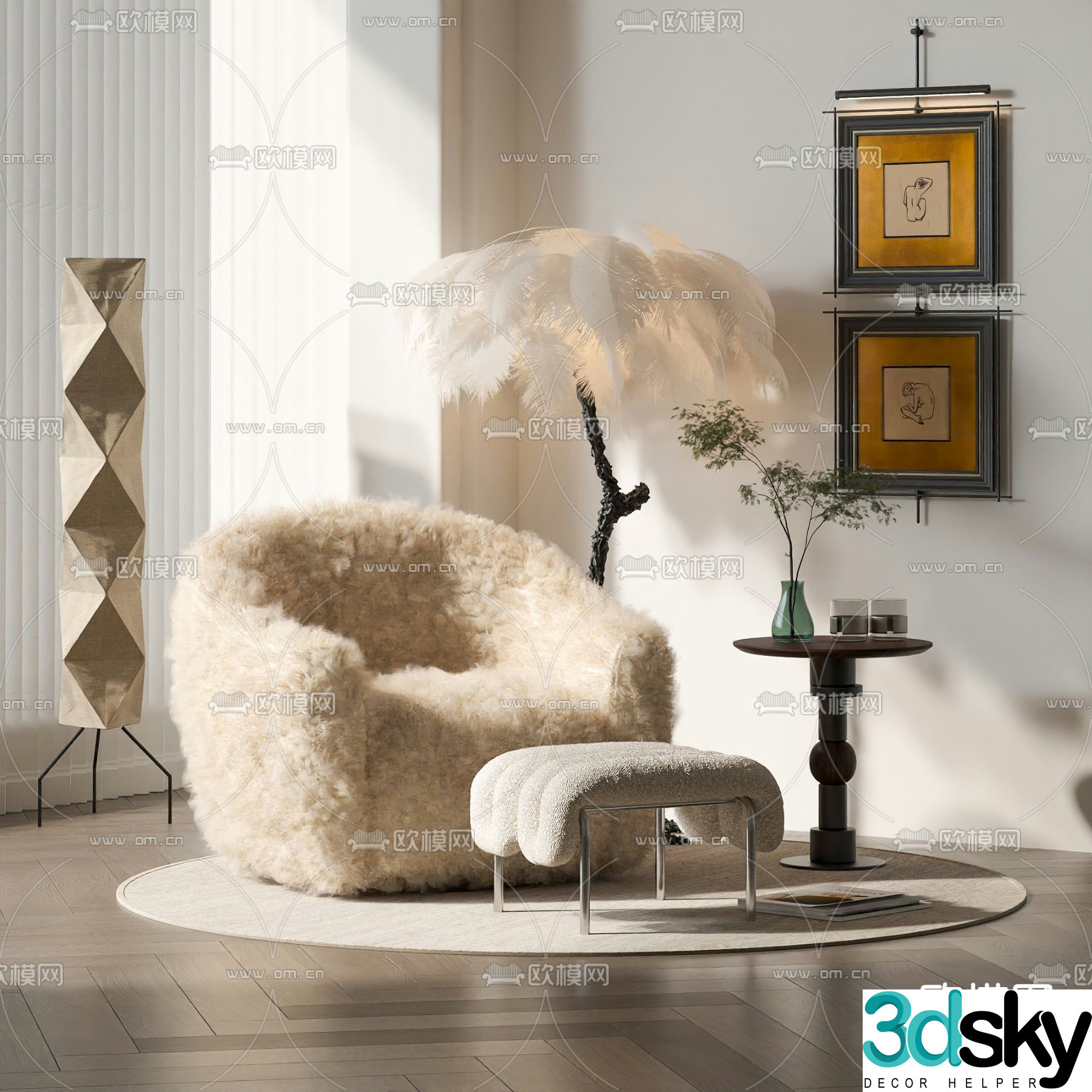Cashmere sofa leisure sofa 3d model