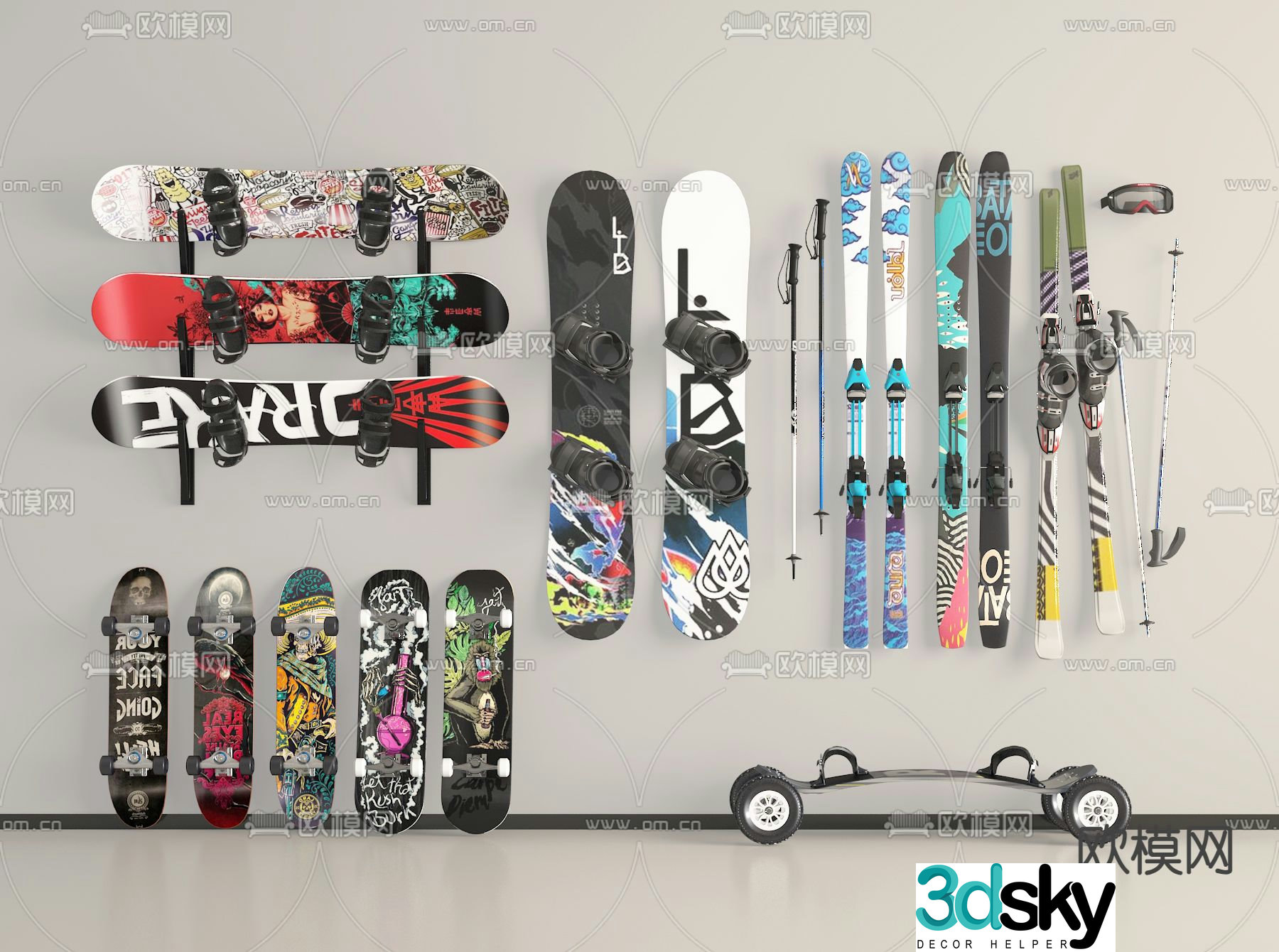 graffiti skateboard snowboard 3d model