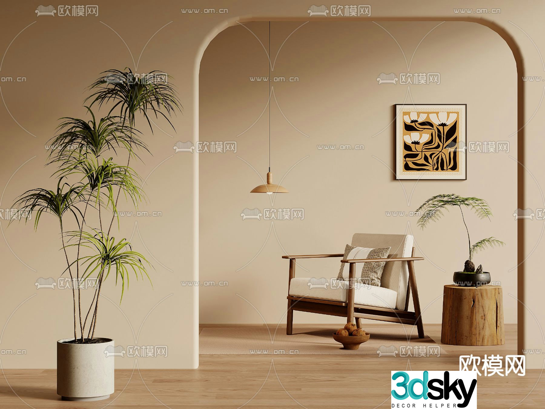 Wabi-sabi style leisure chair 3d model