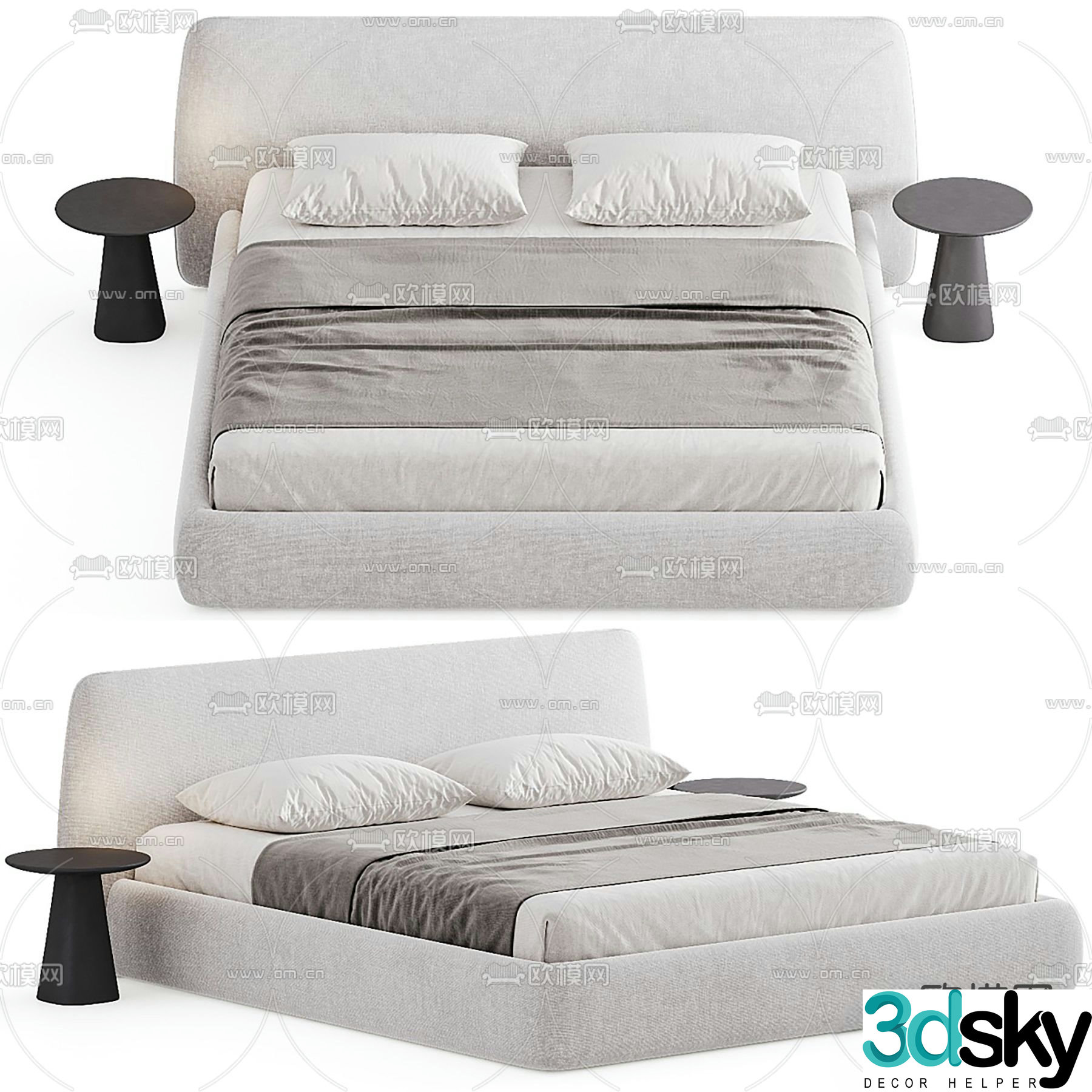 Modern double bed 3d model